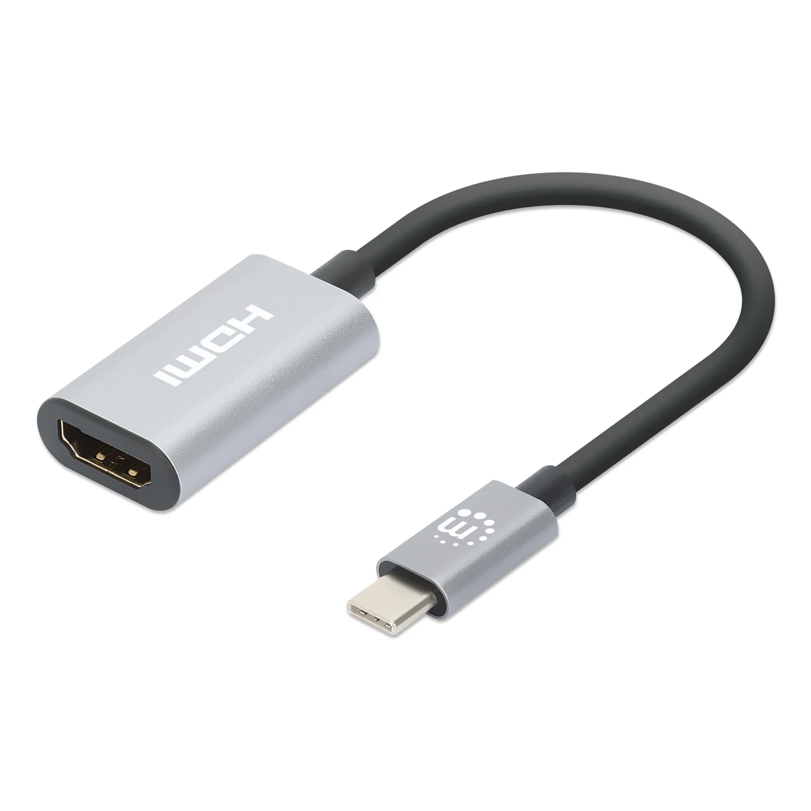 Câble USB-C vers HDMI, 4K@60Hz + USB 5 Gbit/s (USB 3.2 Gen 1 / USB 3.0), 11 cm, mâle à mâle, noir/argent, garantie 3 ans