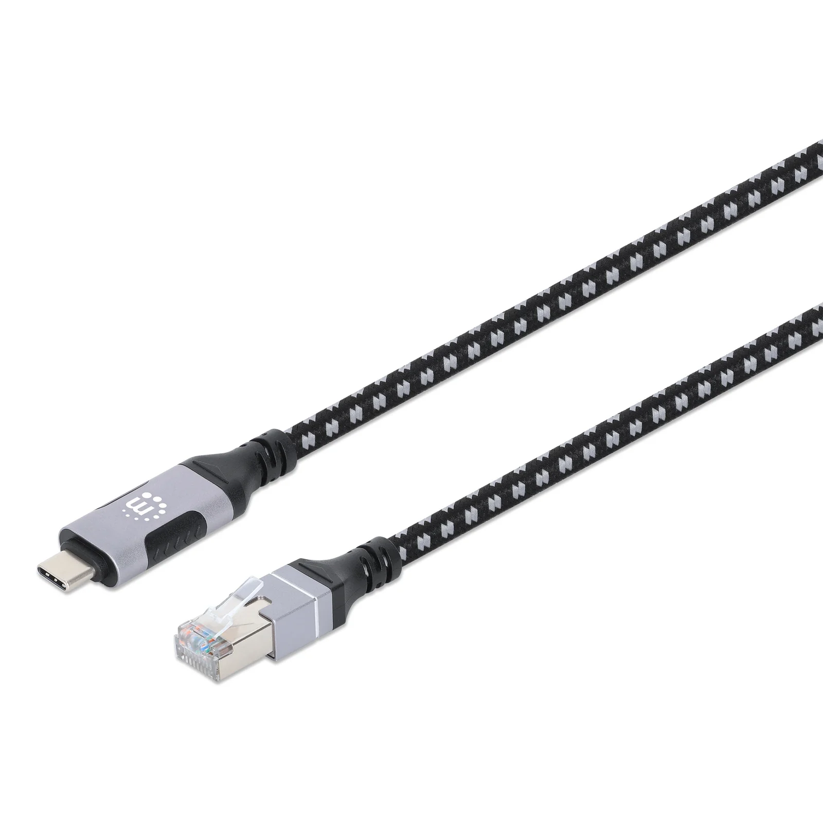 Câble USB-C vers réseau Gigabit RJ45 (10/100/1000), 2 m, Ethernet multi-gigabit, noir/argent, garantie 3 ans