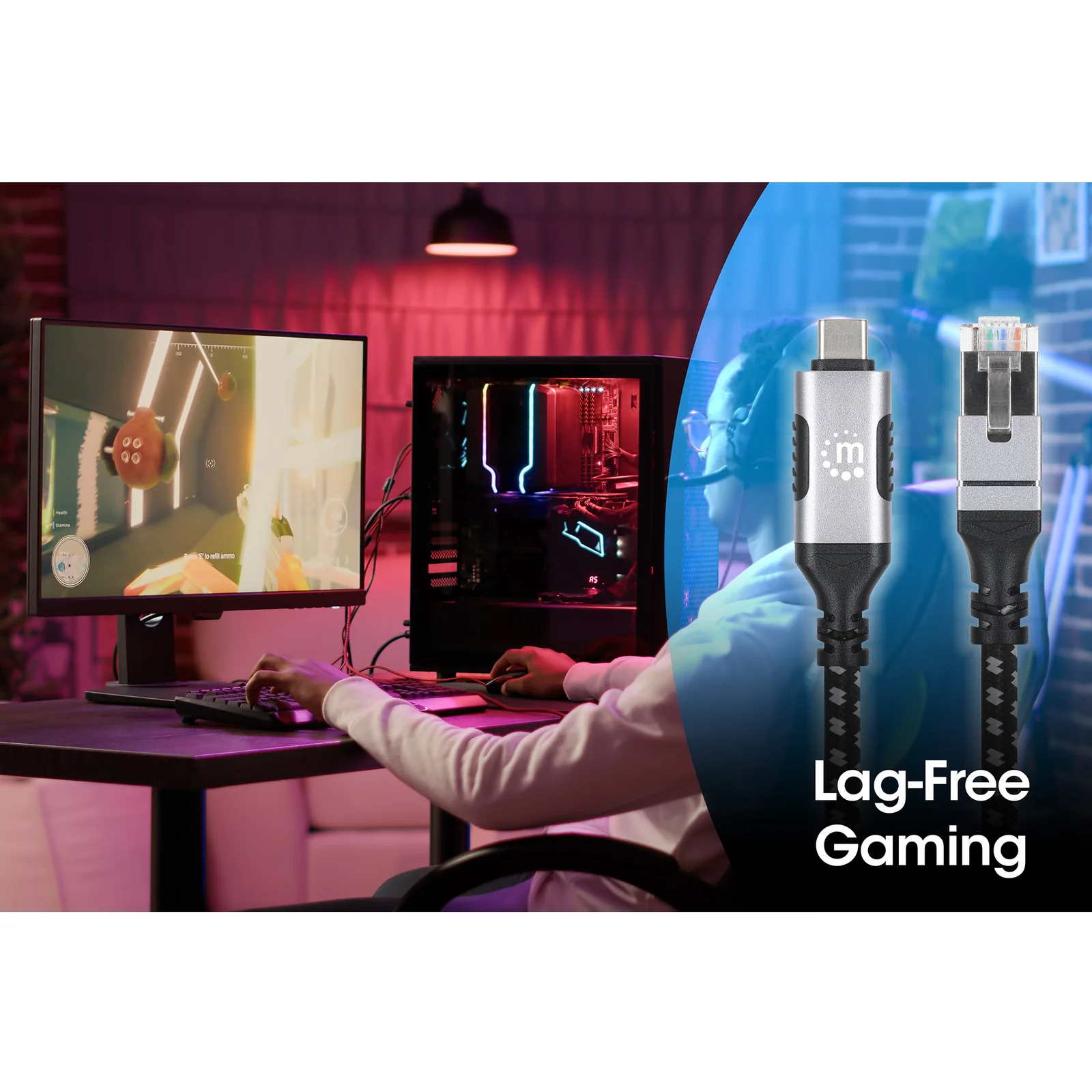 Manhattan Câble USB-C vers réseau Gigabit RJ45 (10/100/1000), 2 m, Ethernet multi-gigabit, noir/argent, garantie 3 ans