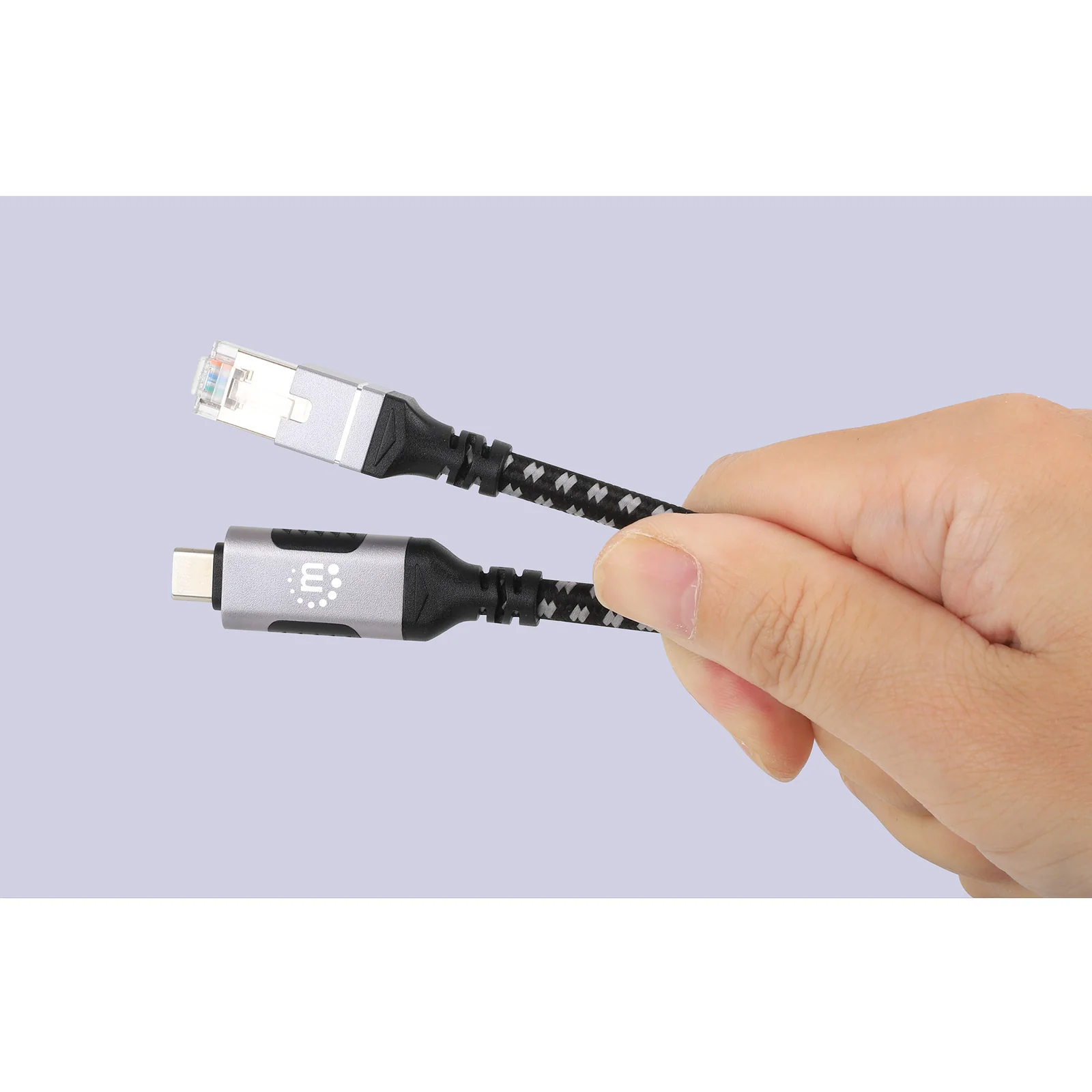 Manhattan Câble USB-C vers réseau Gigabit RJ45 (10/100/1000), 2 m, Ethernet multi-gigabit, noir/argent, garantie 3 ans