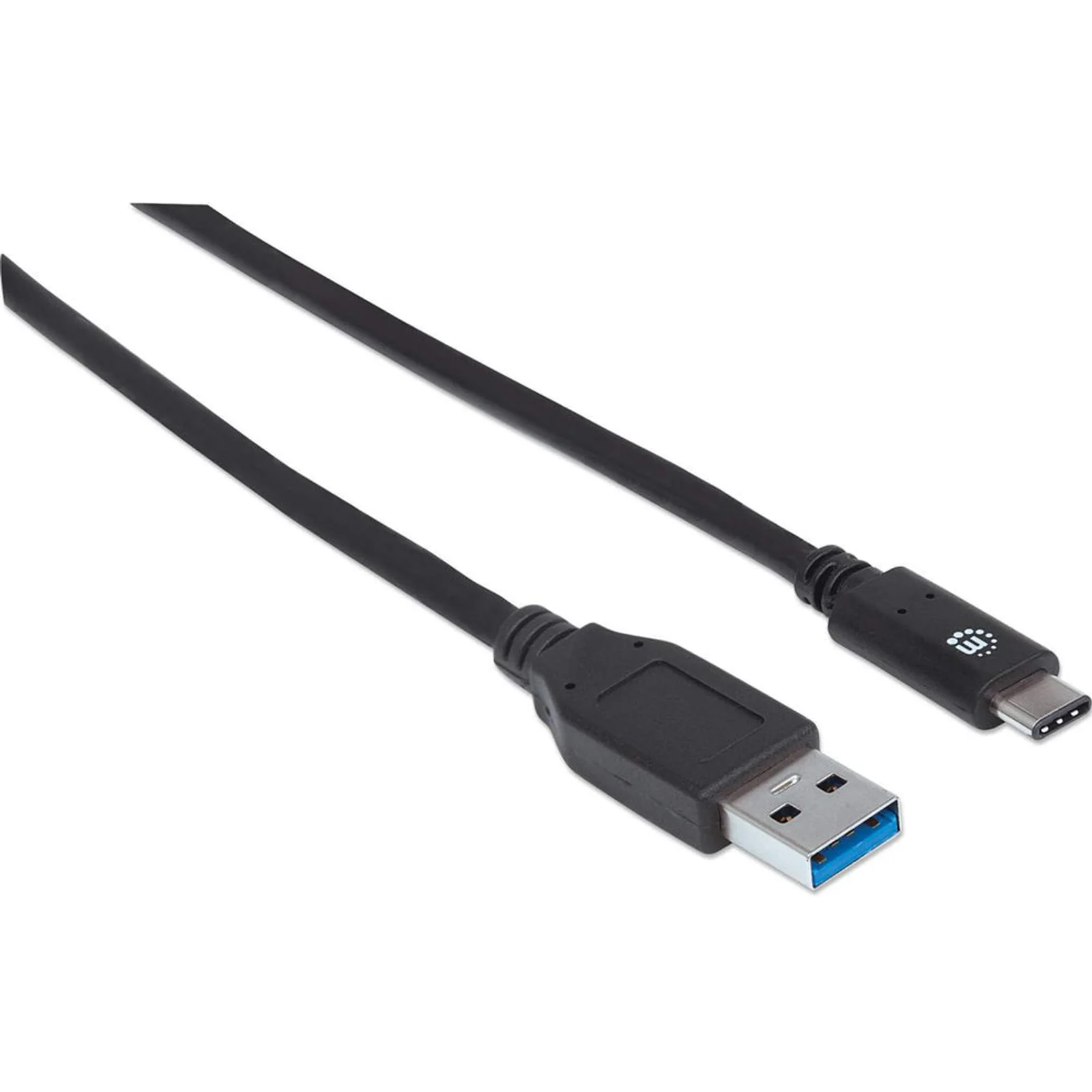 Manhattan Câble USB-C vers USB-A, 1 m, mâle à mâle, 10 Gbit/s (USB 3.2 Gen 2 / USB 3.1), 3 A (charge rapide), noir, garantie à vie, équivalent à USB31AC1M