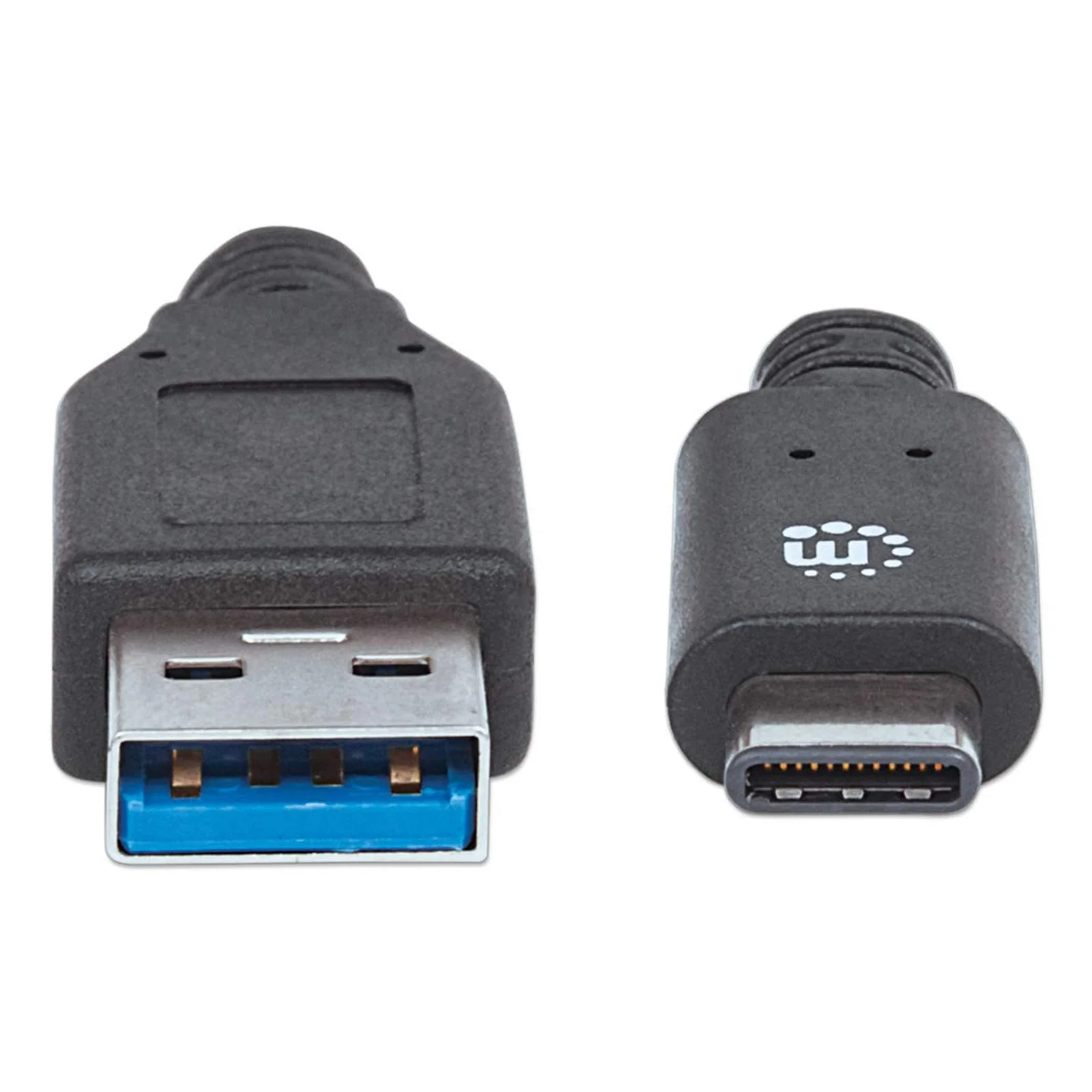 Manhattan Câble USB-C vers USB-A, 1 m, mâle à mâle, 10 Gbit/s (USB 3.2 Gen 2 / USB 3.1), 3 A (charge rapide), noir, garantie à vie, équivalent à USB31AC1M