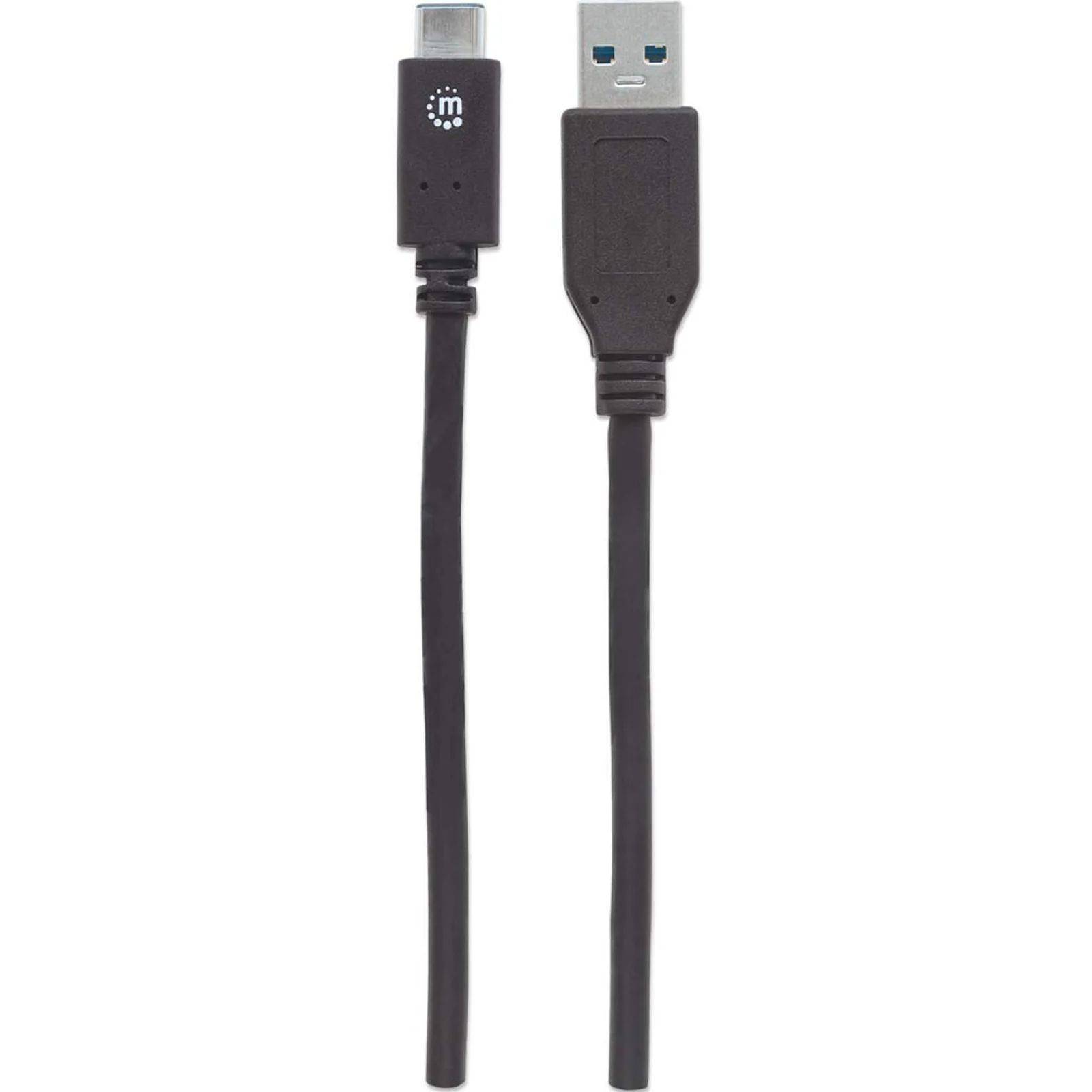 Manhattan Câble USB-C vers USB-A, 1 m, mâle à mâle, 10 Gbit/s (USB 3.2 Gen 2 / USB 3.1), 3 A (charge rapide), noir, garantie à vie, équivalent à USB31AC1M