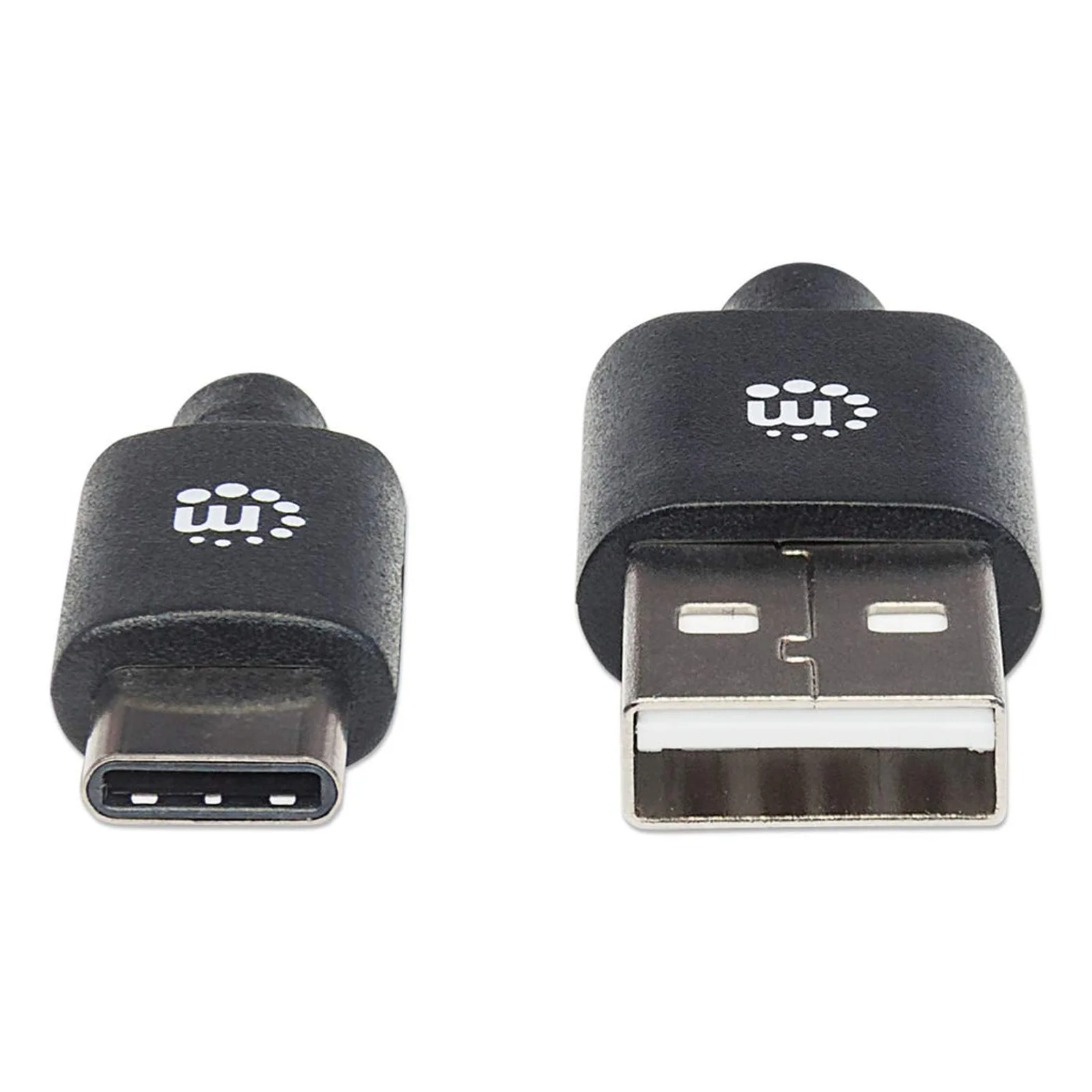 Manhattan Câble USB-C vers USB-A, 1 m, mâle à mâle, 480 Mbit/s (USB 2.0), noir, garantie à vie, équivalent à USB2AC1M