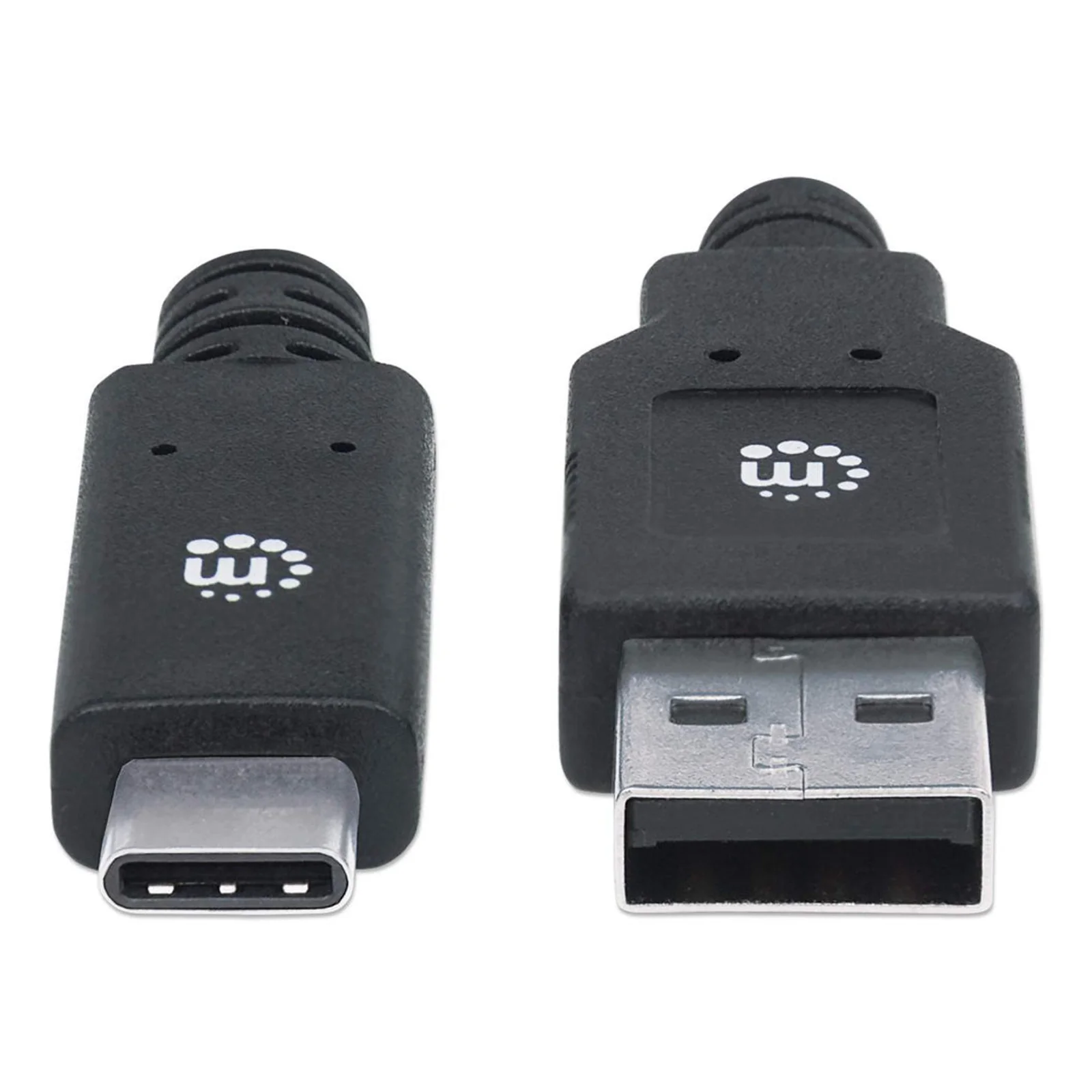 Manhattan Câble USB-C vers USB-A, 2 m, mâle à mâle, 5 Gbit/s (USB 3.2 Gen 1 / USB 3.0), 3 A (charge rapide), noir, garantie à vie