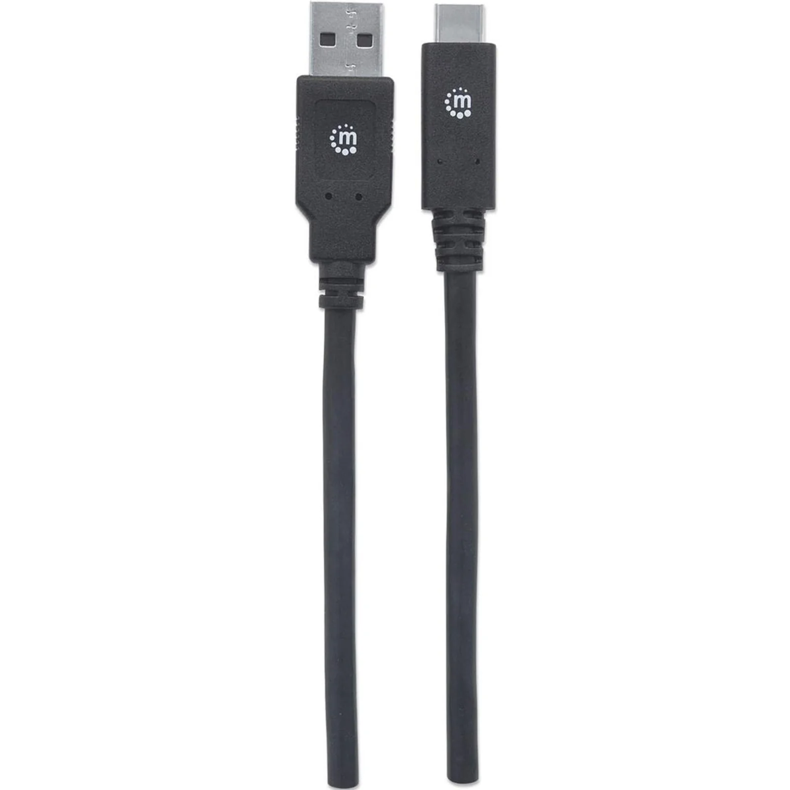 Manhattan Câble USB-C vers USB-A, 2 m, mâle à mâle, 5 Gbit/s (USB 3.2 Gen 1 / USB 3.0), 3 A (charge rapide), noir, garantie à vie