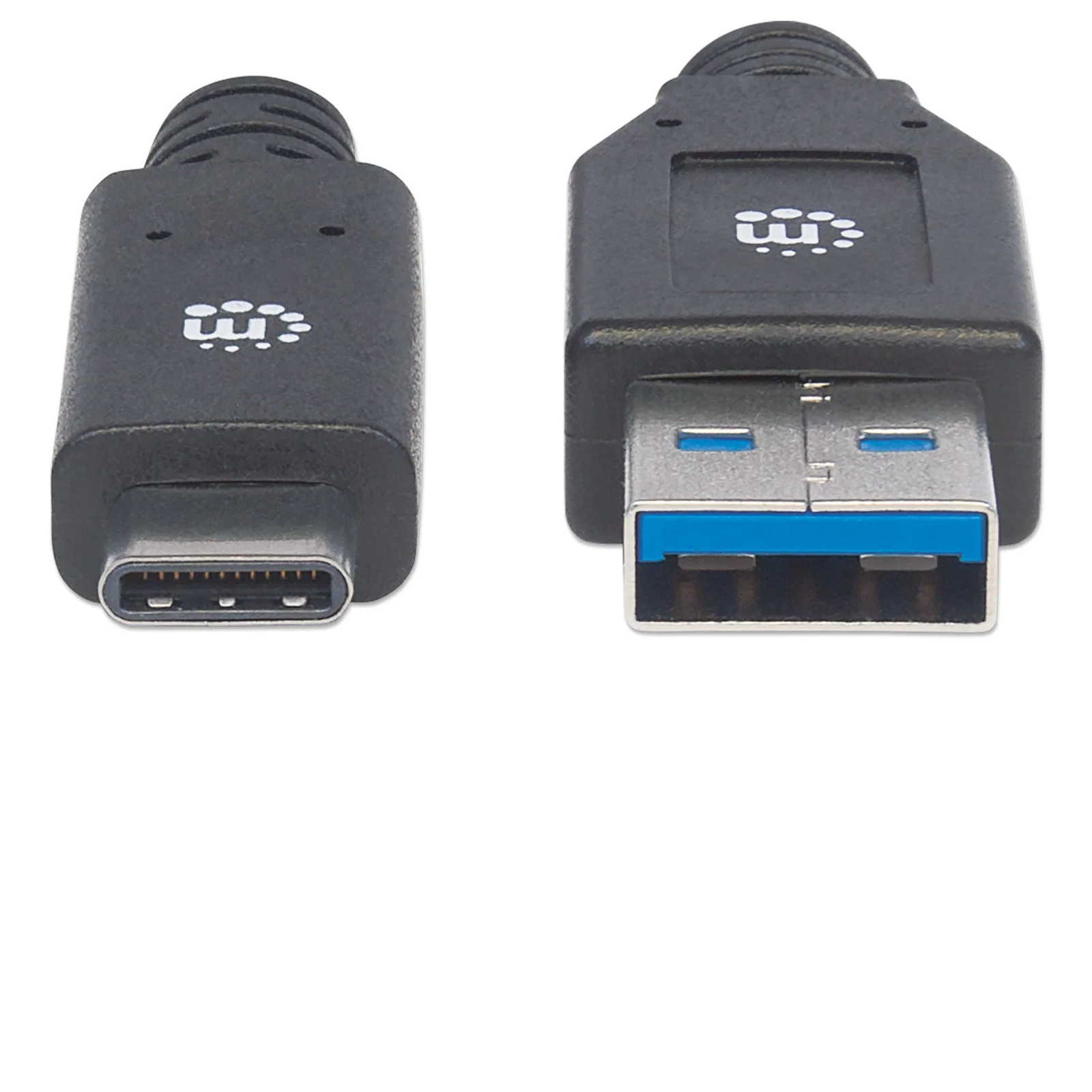 Manhattan Câble USB-C vers USB-A, 3 m, mâle à mâle, 5 Gbit/s (USB 3.2 Gen 1 / USB 3.0), 3 A (charge rapide), noir, garantie à vie