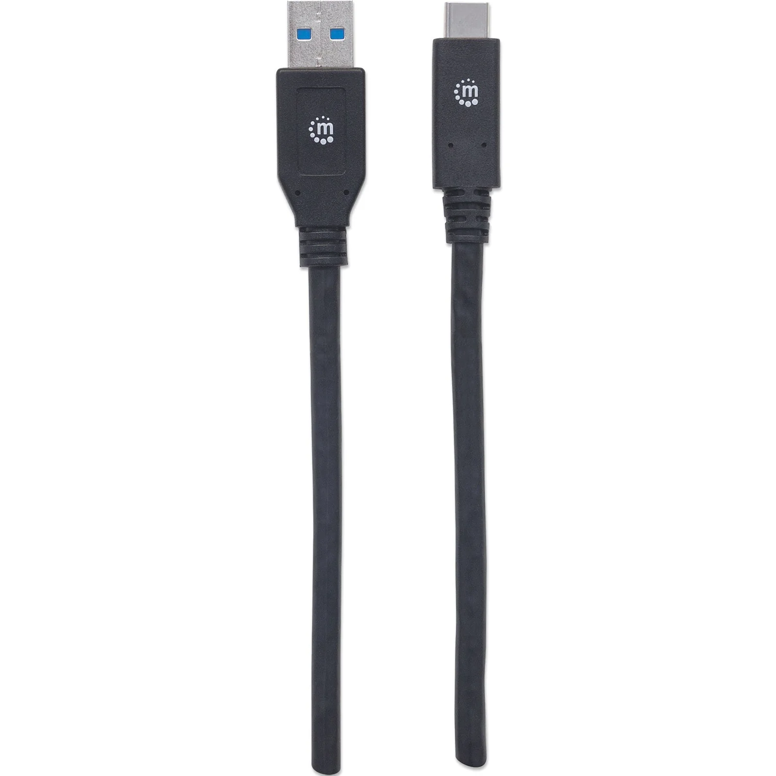 Manhattan Câble USB-C vers USB-A, 3 m, mâle à mâle, 5 Gbit/s (USB 3.2 Gen 1 / USB 3.0), 3 A (charge rapide), noir, garantie à vie