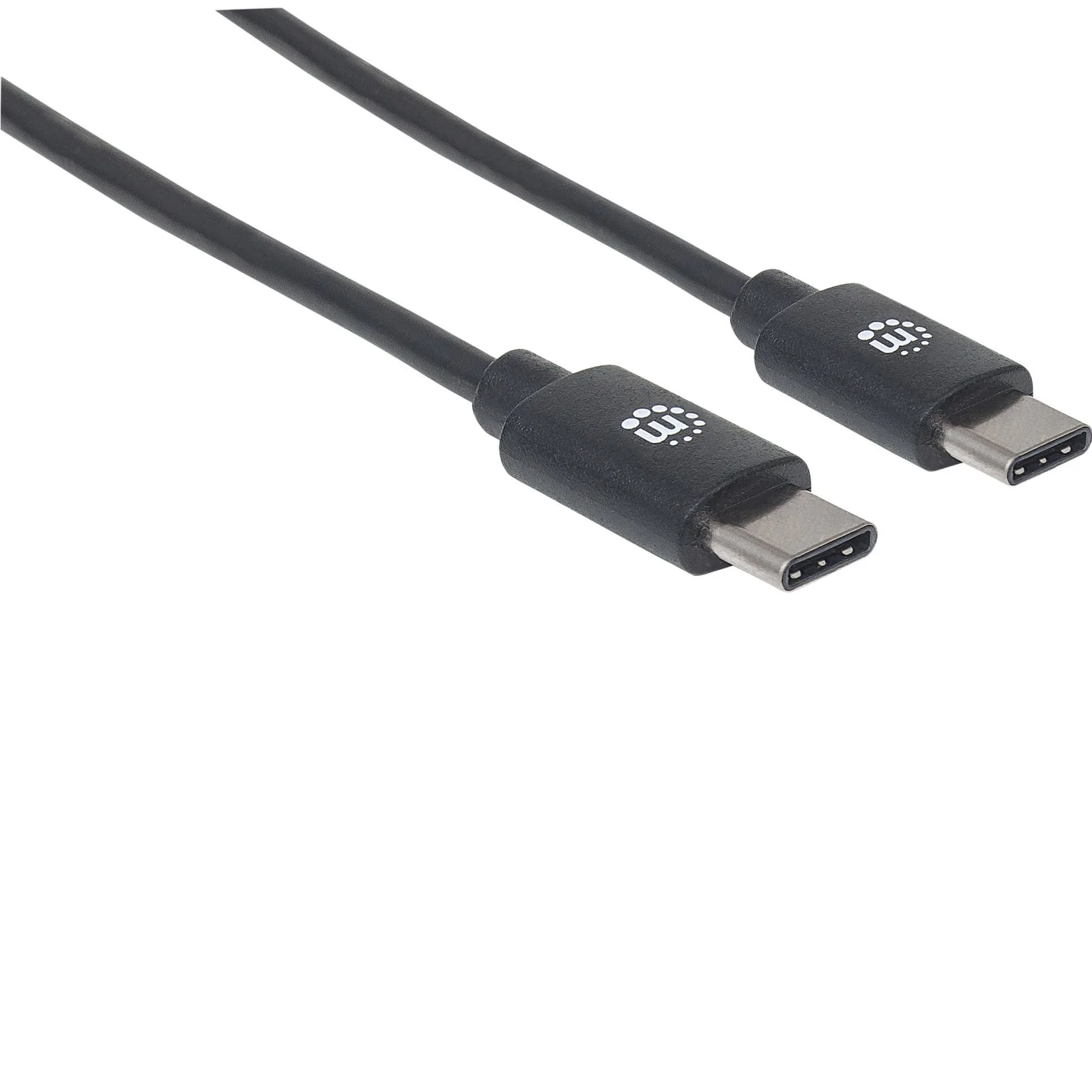 Manhattan Câble USB-C vers USB-C, 2 m, mâle à mâle, 480 Mbit/s (USB 2.0), 3 A, noir, garantie à vie, équivalent à USB2CC2M