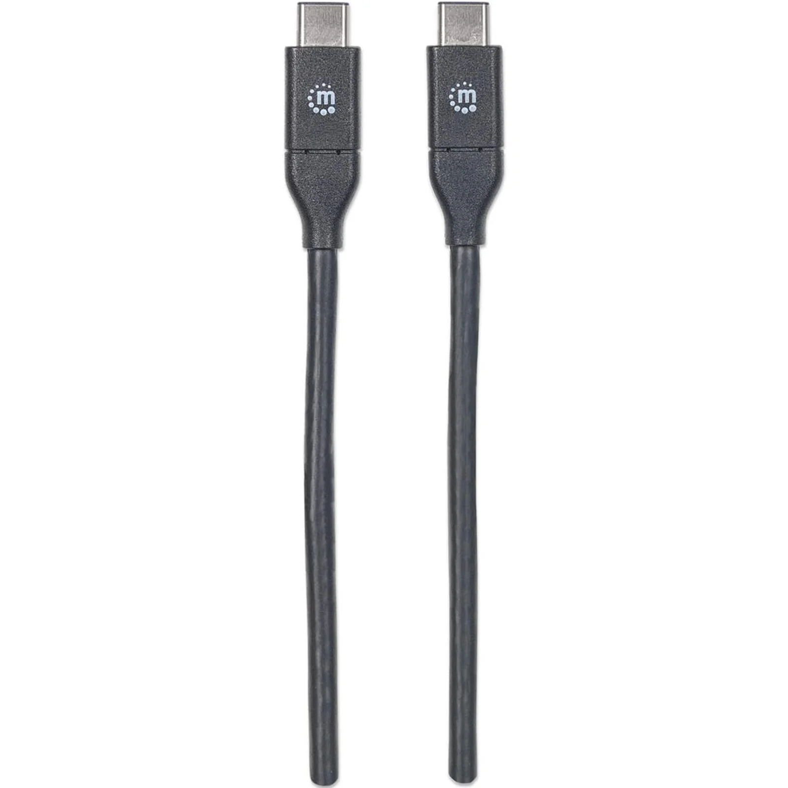 Manhattan Câble USB-C vers USB-C, 50 cm, mâle à mâle, 10 Gbit/s (USB 3.2 Gen 2 / USB 3.1), 3 A (charge rapide), noir, garantie à vie, équivalent à USB31CC50CM