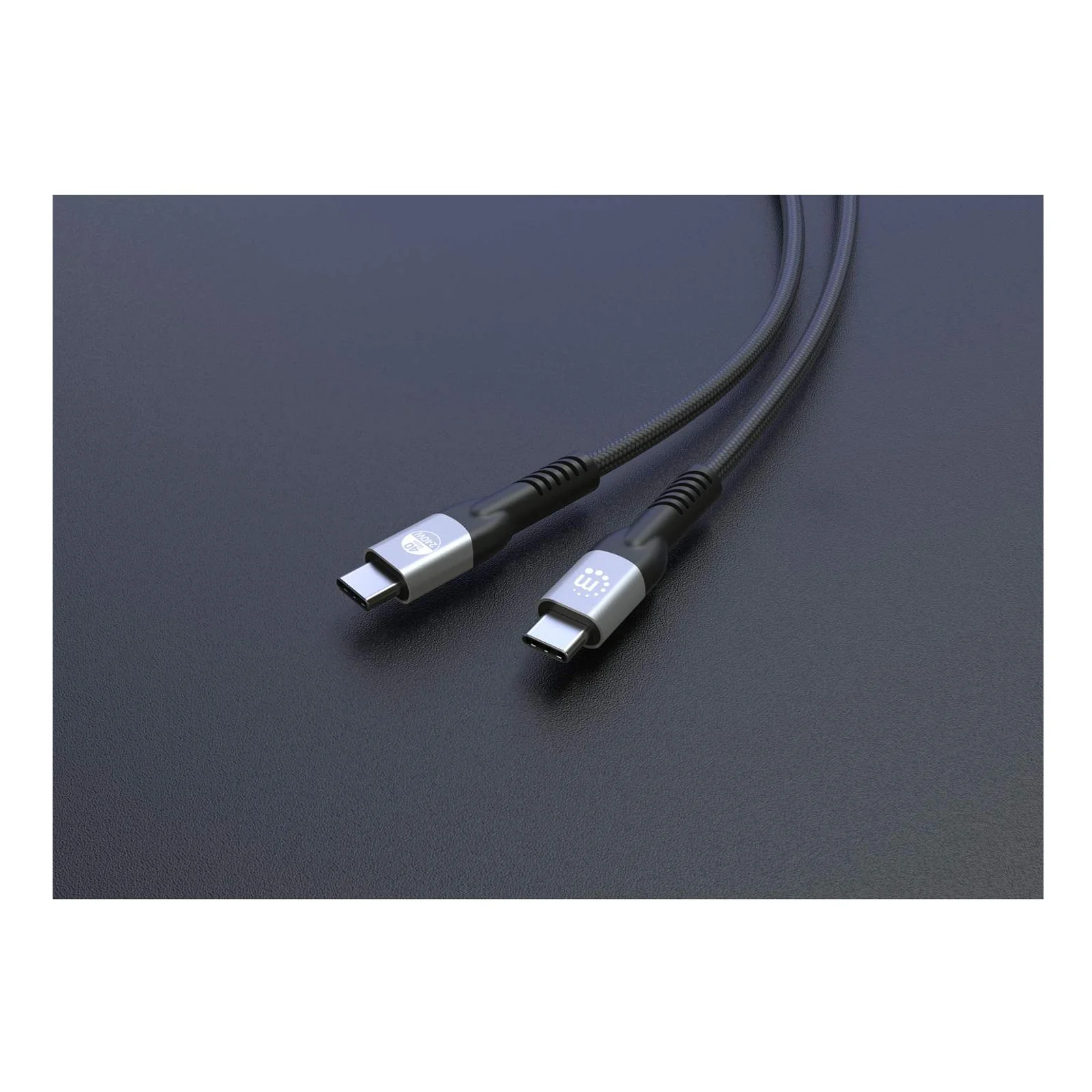 Manhattan Câble USB-C vers USB-C haute vitesse (240 W), 2 m, charge ordinateur portable + données et vidéo rapides, compatible tous PC portables (un chargeur mural USB-C de 240 W supplémentaire est nécessaire), transferts jusqu’à 40 Gbit/s, noir, garantie 3 ans