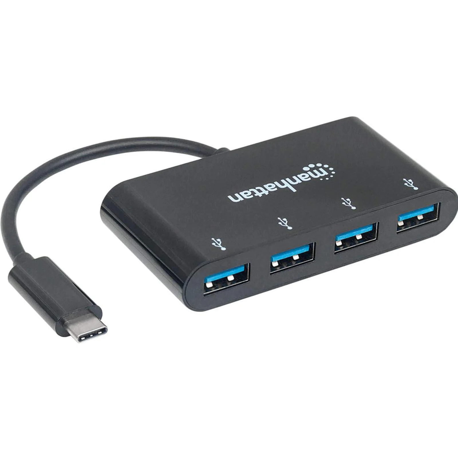 Manhattan Dock/hub USB-C, 4 ports : 4x USB-A, 5 Gbit/s (USB 3.0), Alimenté par USB (aucune alimentation externe requise), câble 20 cm, équivalent à HB30C4AB
