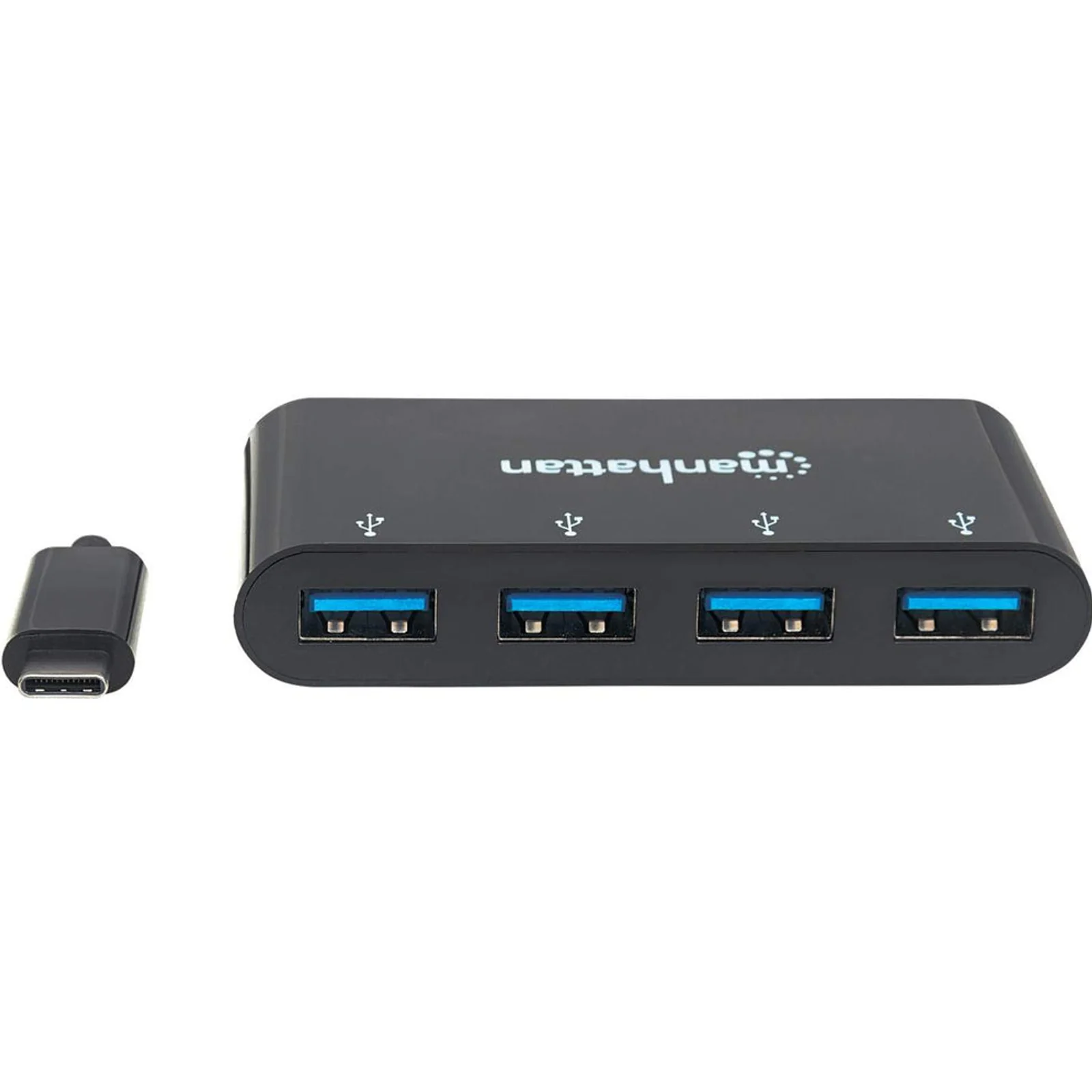 Manhattan Dock/hub USB-C, 4 ports : 4x USB-A, 5 Gbit/s (USB 3.0), Alimenté par USB (aucune alimentation externe requise), câble 20 cm, équivalent à HB30C4AB