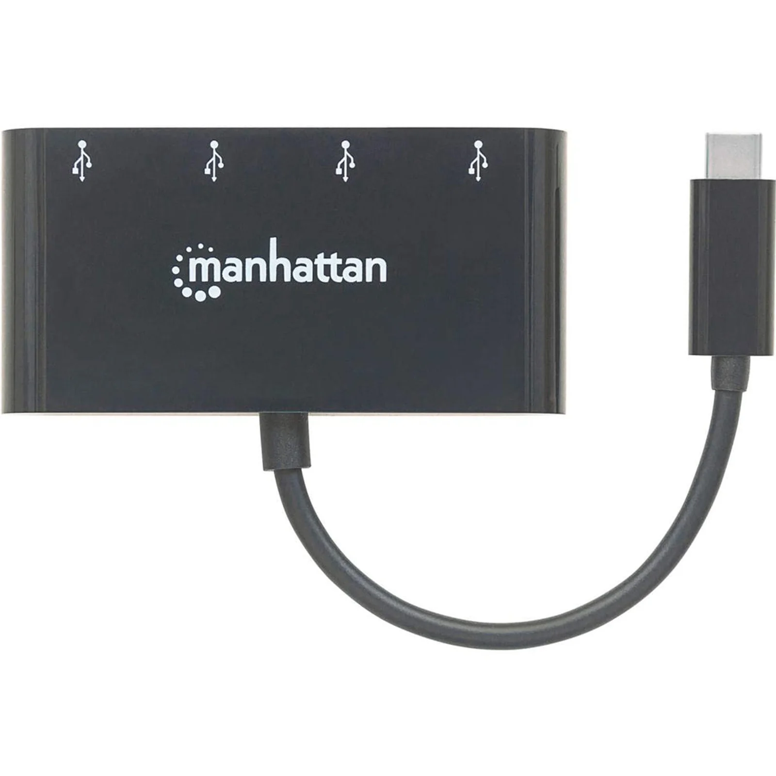 Manhattan Dock/hub USB-C, 4 ports : 4x USB-A, 5 Gbit/s (USB 3.0), Alimenté par USB (aucune alimentation externe requise), câble 20 cm, équivalent à HB30C4AB