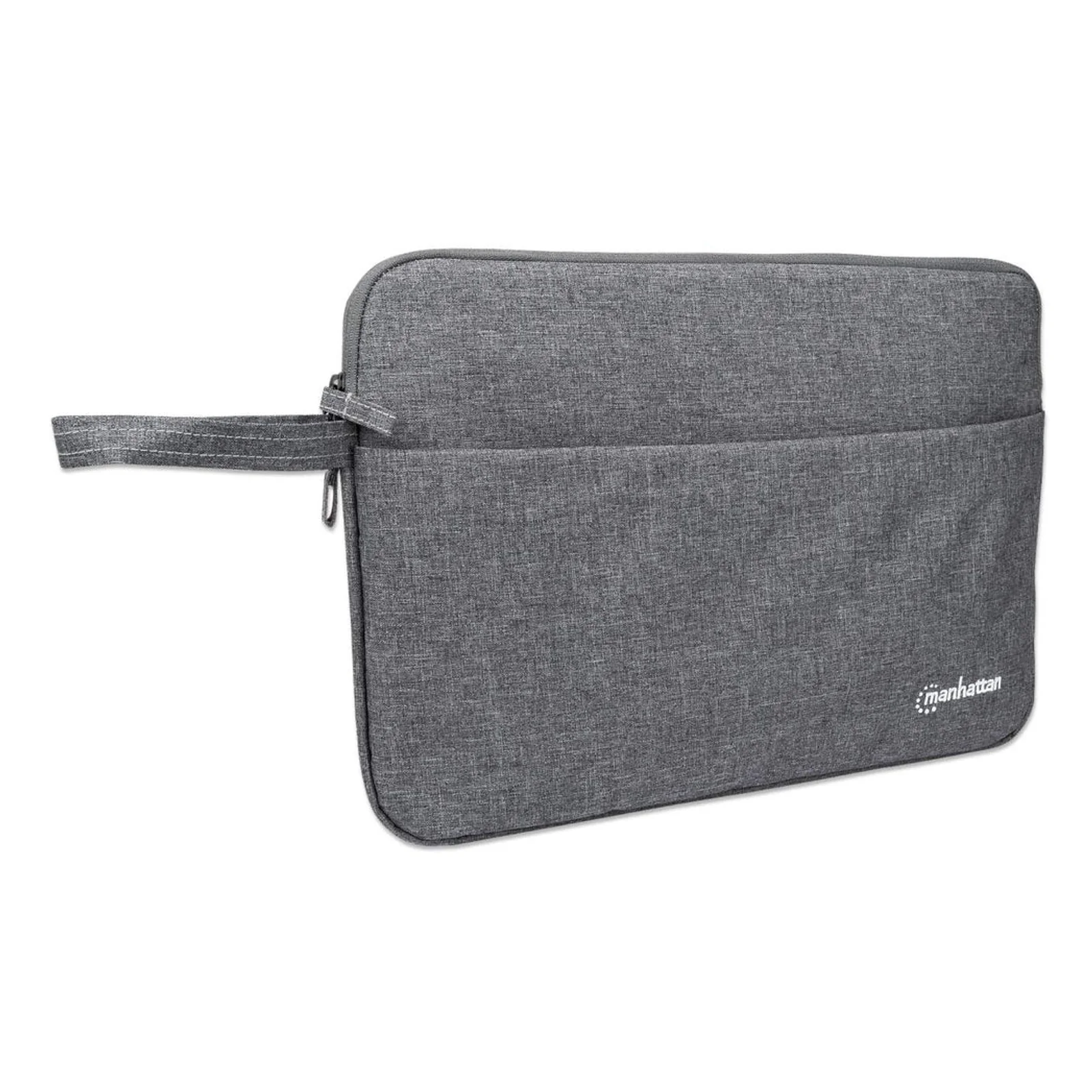 Manhattan Housse Seattle pour ordinateur portable 14,5", grise, rembourrée, intérieur ultra doux, compartiment principal à double zip, poche avant zippée, boucle de transport, résistante à l’eau, garantie 3 ans