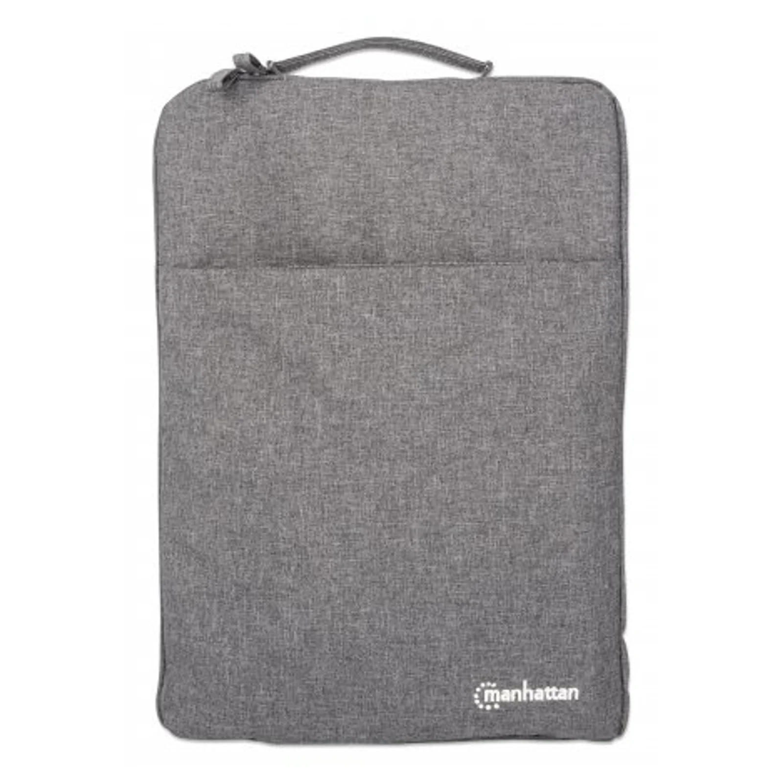 Manhattan Housse Seattle pour ordinateur portable 15,6", grise, rembourrée, intérieur ultra doux, compartiment principal à double zip, poche avant zippée, boucle de transport, résistante à l’eau, garantie 3 ans