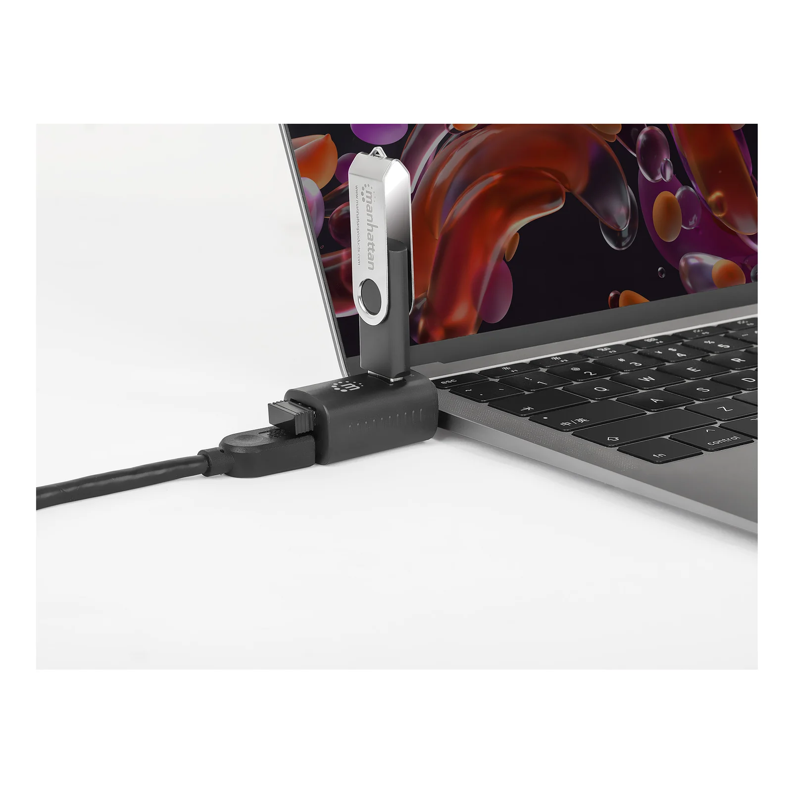 Manhattan Hub USB-C 3 ports ultra compact, 3x USB-A (1x 5 Gbit/s USB 3.0 + 2x 480 Mbit/s USB 2.0), Alimenté par USB (aucune alimentation externe requise)