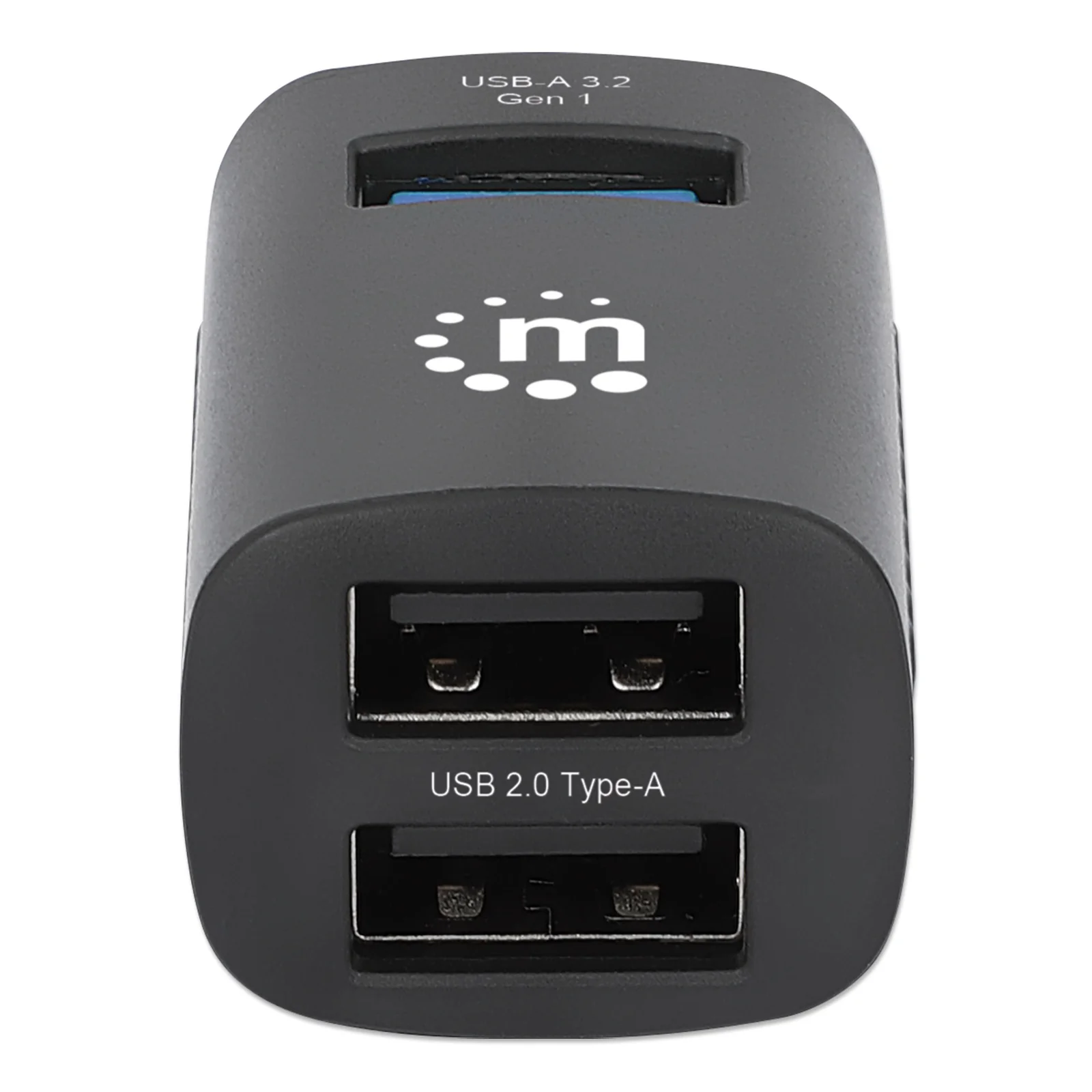 Manhattan Hub USB-C 3 ports ultra compact, 3x USB-A (1x 5 Gbit/s USB 3.0 + 2x 480 Mbit/s USB 2.0), Alimenté par USB (aucune alimentation externe requise)