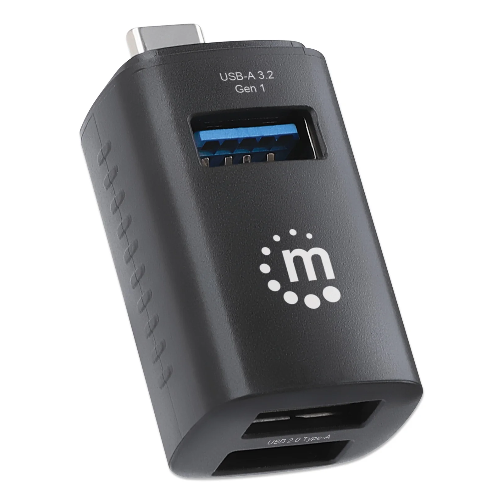 Manhattan Hub USB-C 3 ports ultra compact, 3x USB-A (1x 5 Gbit/s USB 3.0 + 2x 480 Mbit/s USB 2.0), Alimenté par USB (aucune alimentation externe requise)