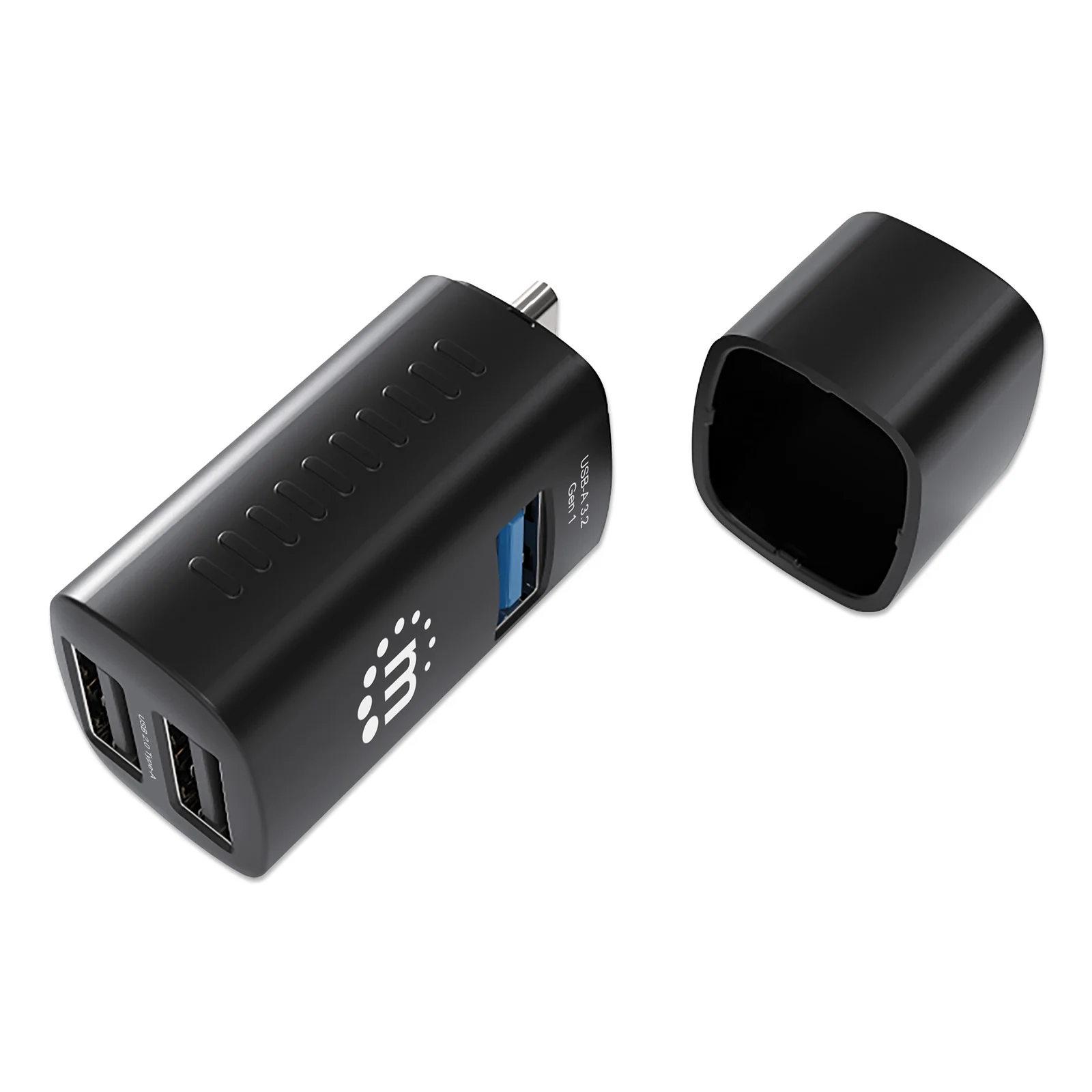 Manhattan Hub USB-C 3 ports ultra compact, 3x USB-A (1x 5 Gbit/s USB 3.0 + 2x 480 Mbit/s USB 2.0), Alimenté par USB (aucune alimentation externe requise)