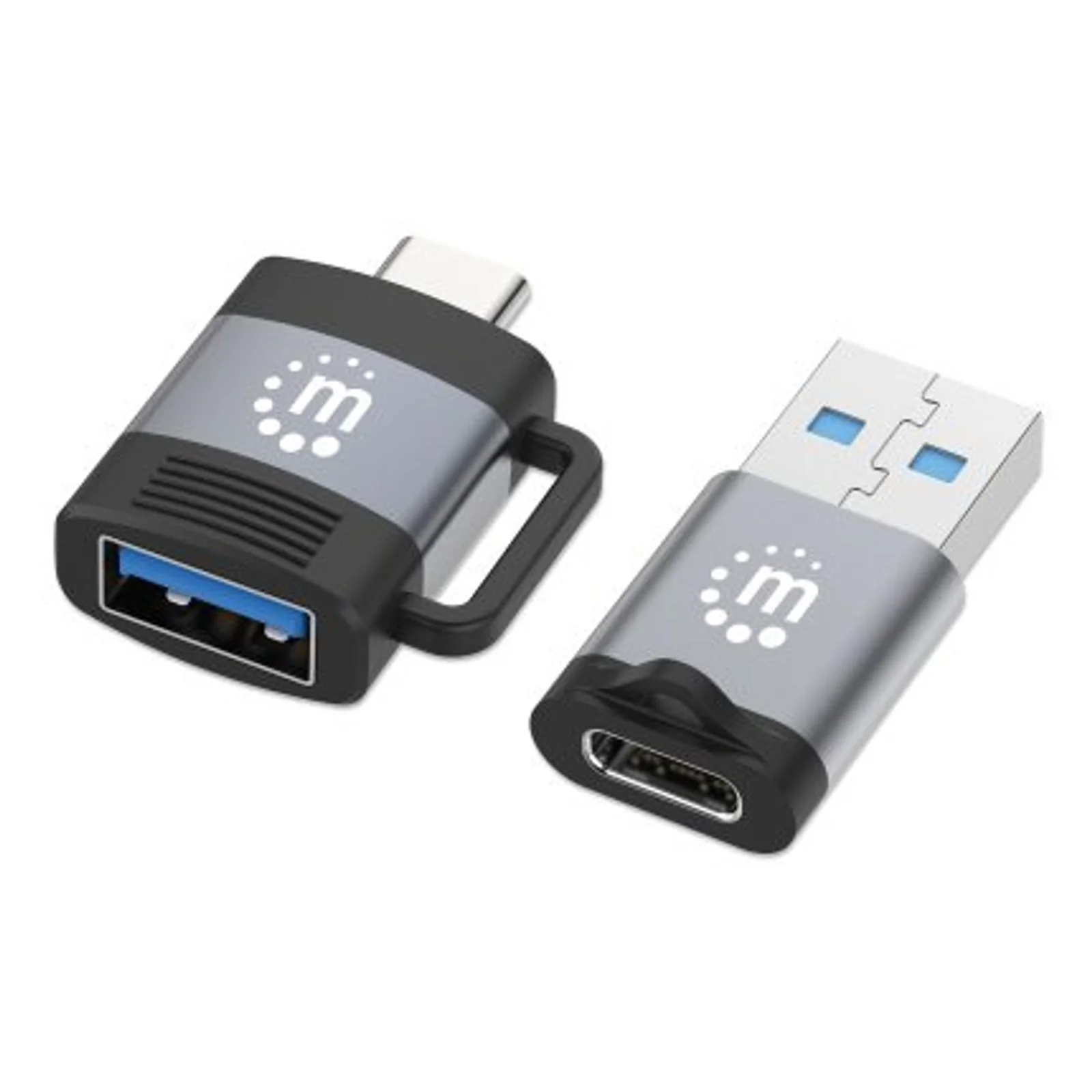 Kit 2 pièces : adaptateurs USB-C vers USB-A et USB-A vers USB-C, conversions mâle/femelle, 5 Gbit/s (USB 3.2 Gen 1 / USB 3.0), noir/argent, garantie à vie