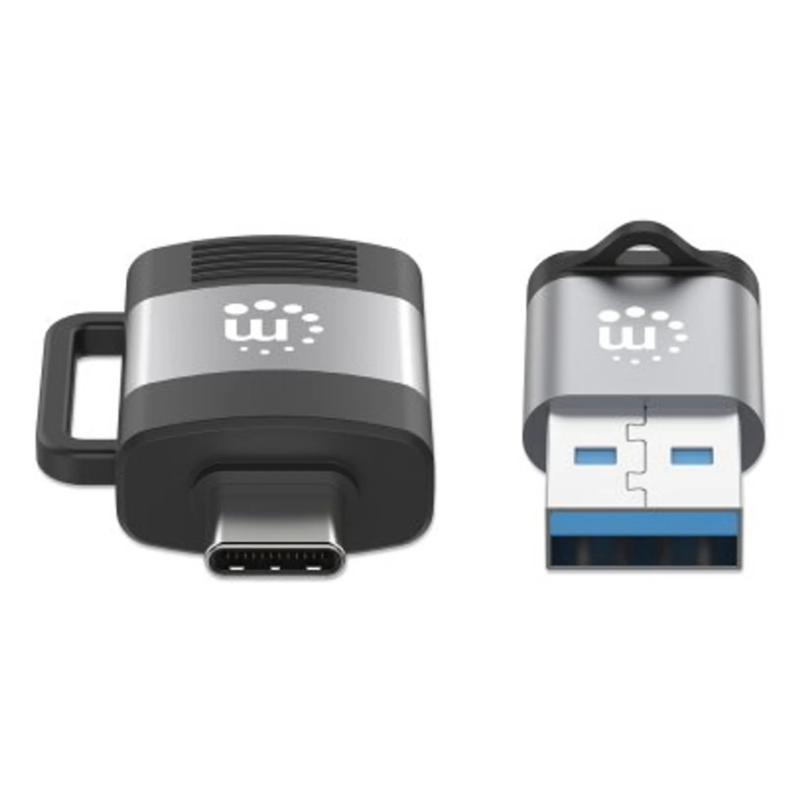 Manhattan Kit 2 pièces : adaptateurs USB-C vers USB-A et USB-A vers USB-C, conversions mâle/femelle, 5 Gbit/s (USB 3.2 Gen 1 / USB 3.0), noir/argent, garantie à vie