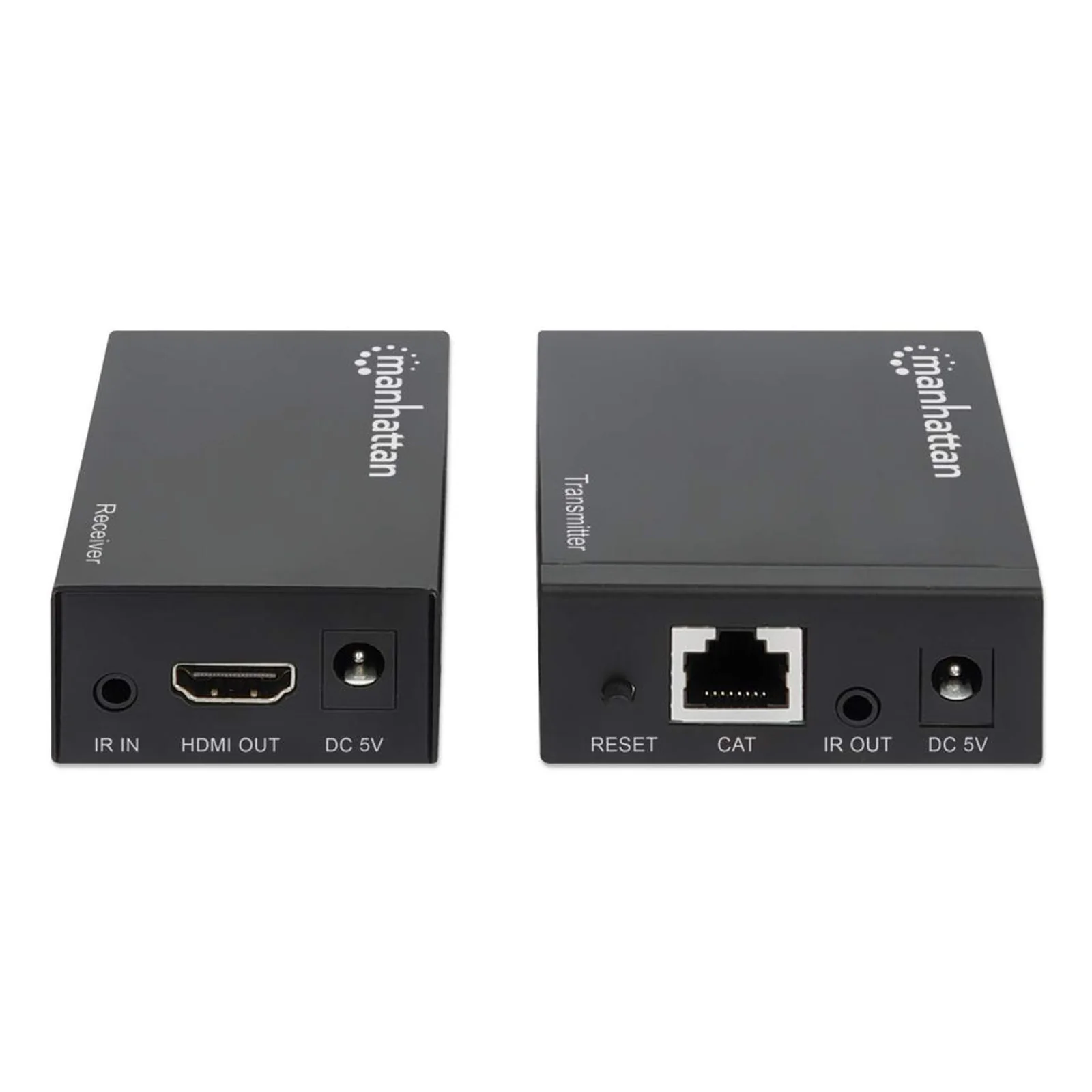 Manhattan Kit d’extension HDMI 1080p sur Ethernet, jusqu’à 50 m avec un seul câble Cat6, modules émetteur et récepteur, compatible IR, garantie de 3 ans