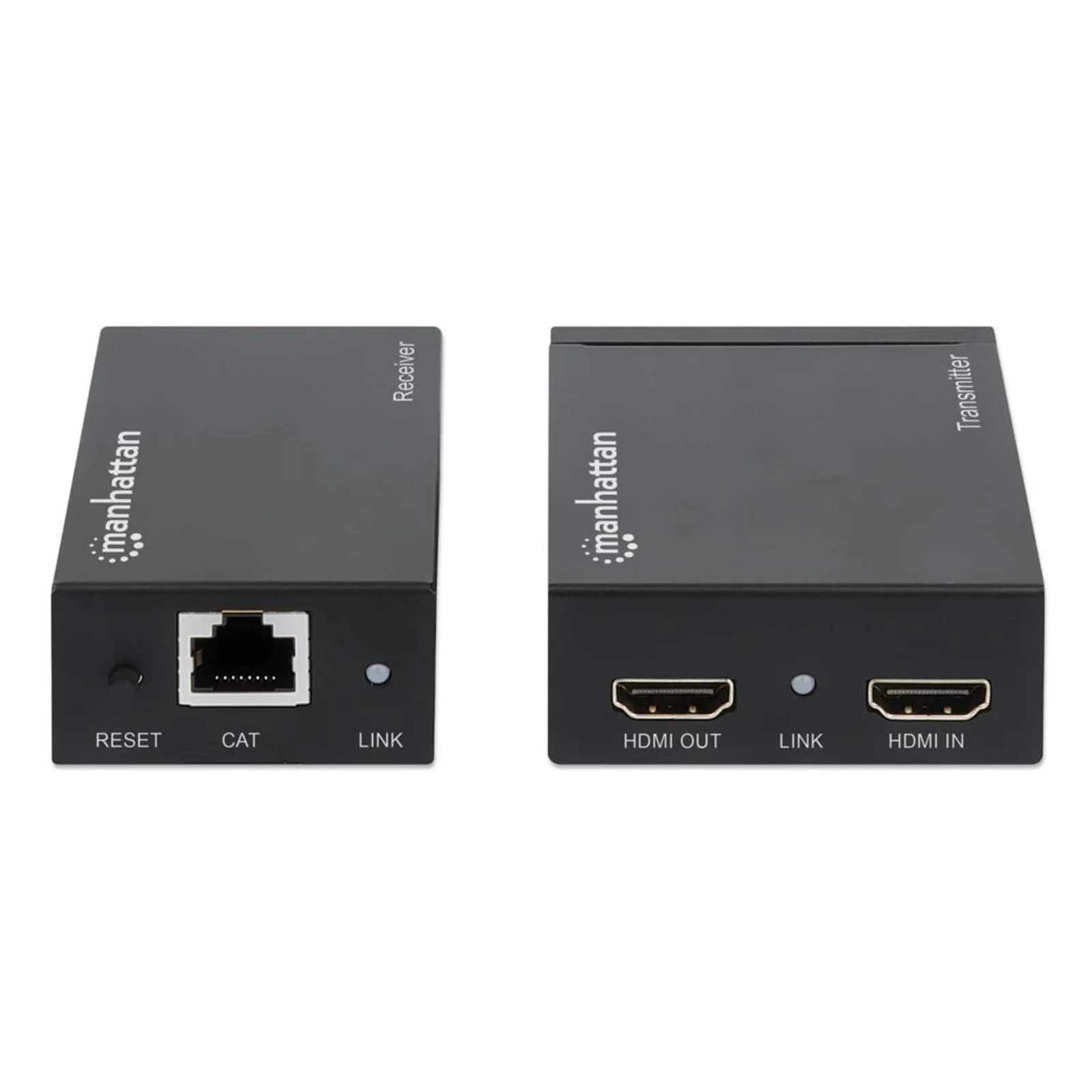 Manhattan Kit d’extension HDMI 1080p sur Ethernet, jusqu’à 50 m avec un seul câble Cat6, modules émetteur et récepteur, compatible IR, garantie de 3 ans