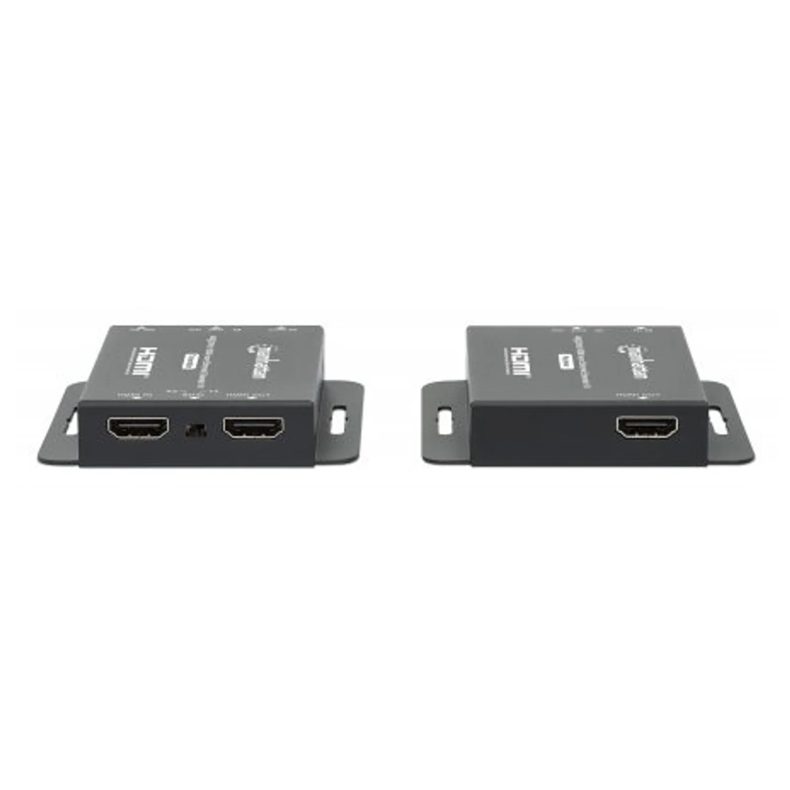 Manhattan Kit d’extension HDMI 4K sur Ethernet, étend 4K@30 Hz jusqu’à 40 m ou 1080p@60 Hz jusqu’à 70 m via câble Cat6, émetteur et récepteur, alimentation par câble (PoC), noir, garantie de 3 ans