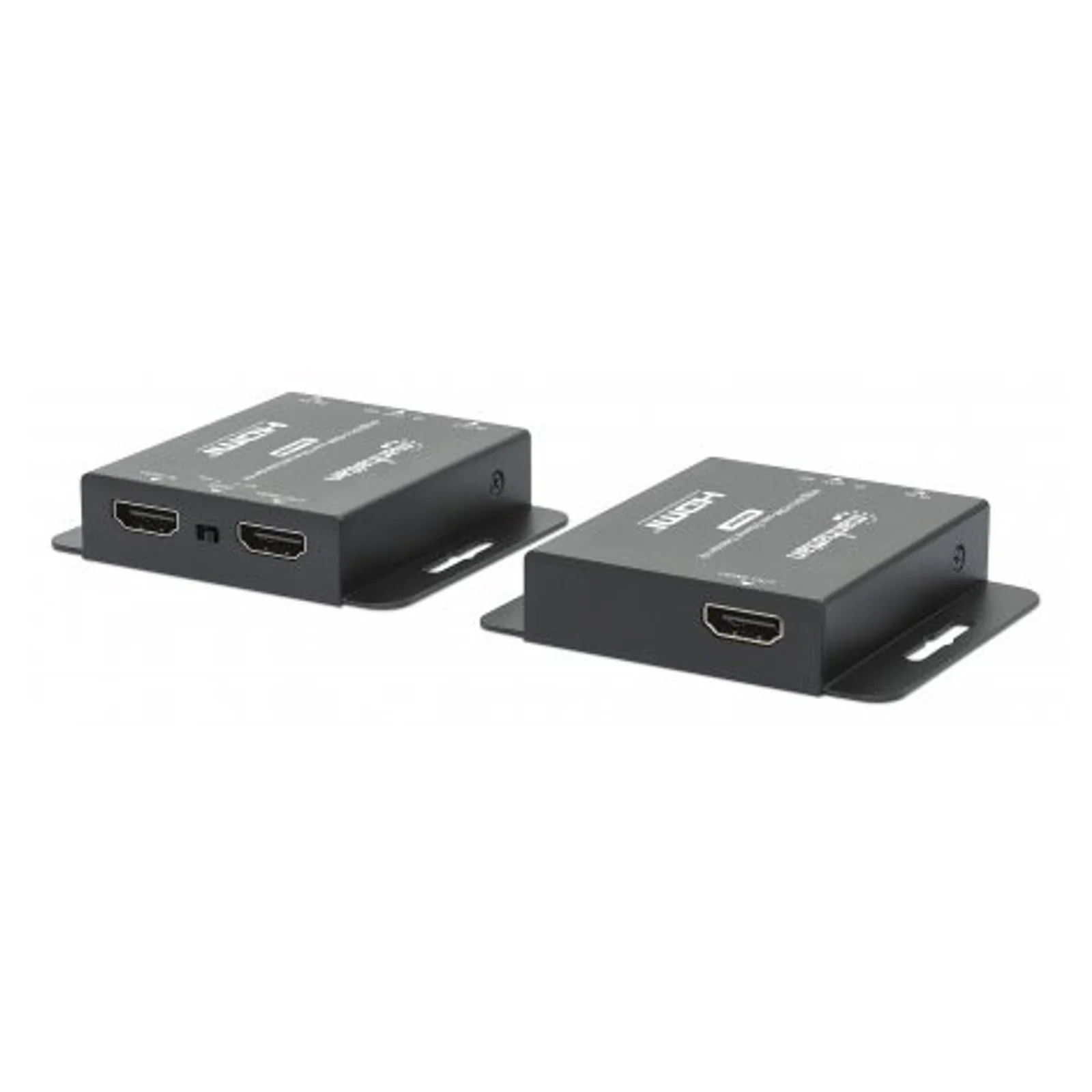 Manhattan Kit d’extension HDMI 4K sur Ethernet, étend 4K@30 Hz jusqu’à 40 m ou 1080p@60 Hz jusqu’à 70 m via câble Cat6, émetteur et récepteur, alimentation par câble (PoC), noir, garantie de 3 ans