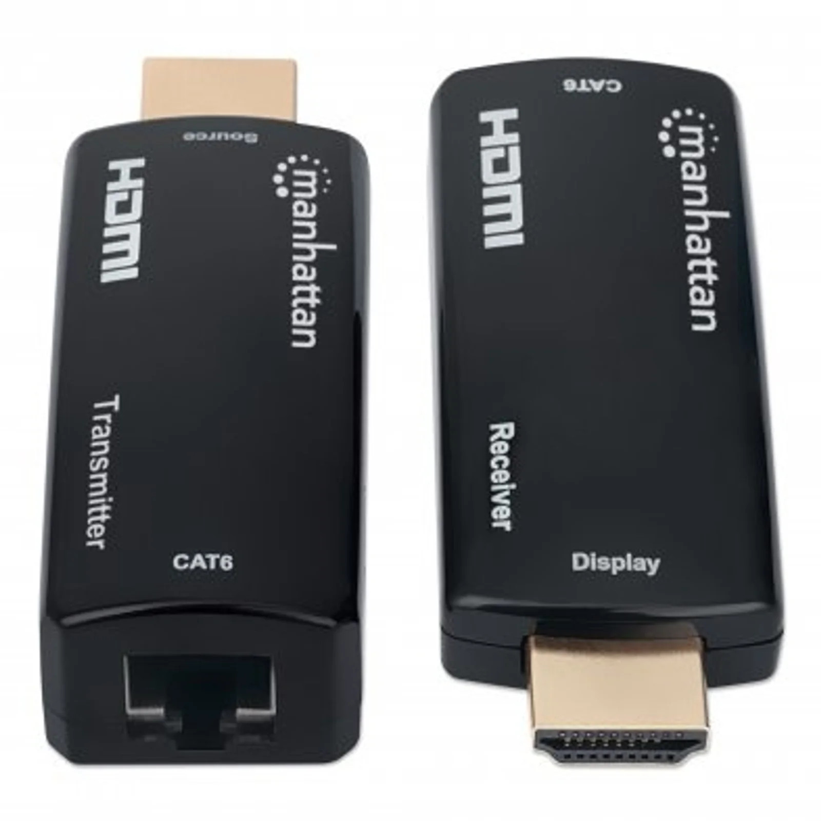 Manhattan Kit d’extension HDMI compact 1080p@60 Hz sur Ethernet, étend le signal jusqu’à 60 m via un seul câble Ethernet Cat6, inclut émetteur et récepteur, alimentation par câble, design ultra-fin, noir, garantie de 3 ans