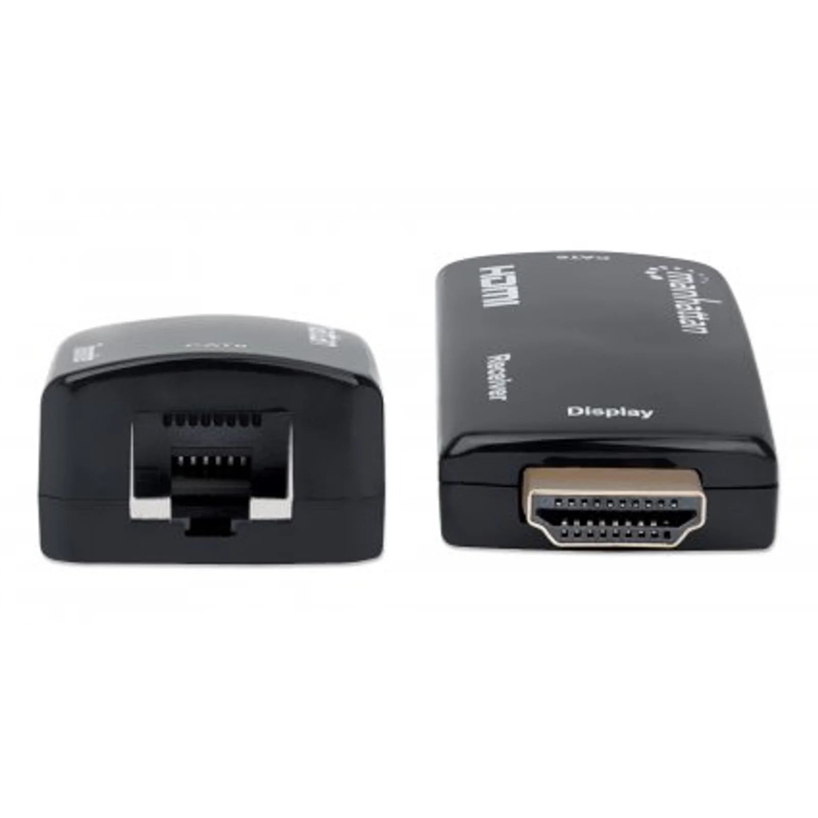 Manhattan Kit d’extension HDMI compact 1080p@60 Hz sur Ethernet, étend le signal jusqu’à 60 m via un seul câble Ethernet Cat6, inclut émetteur et récepteur, alimentation par câble, design ultra-fin, noir, garantie de 3 ans