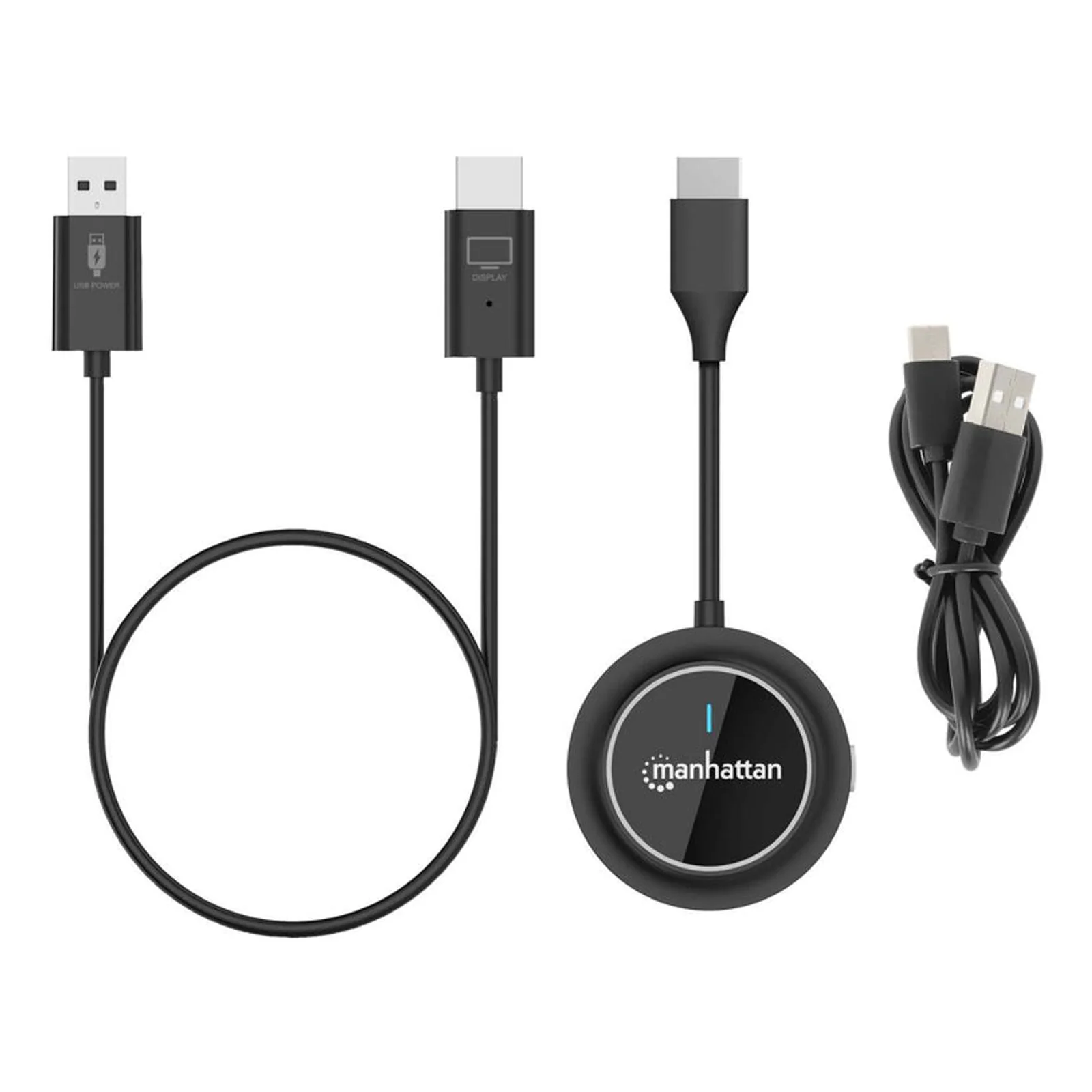 Manhattan Kit de présentation sans fil HDMI 1080p, ensemble de 2 pièces avec récepteur HDMI et émetteur HDMI type dongle, pour diffusion vidéo sans fil depuis un ordinateur portable, une tablette ou un smartphone vers un téléviseur ou un projecteur HDMI, noir