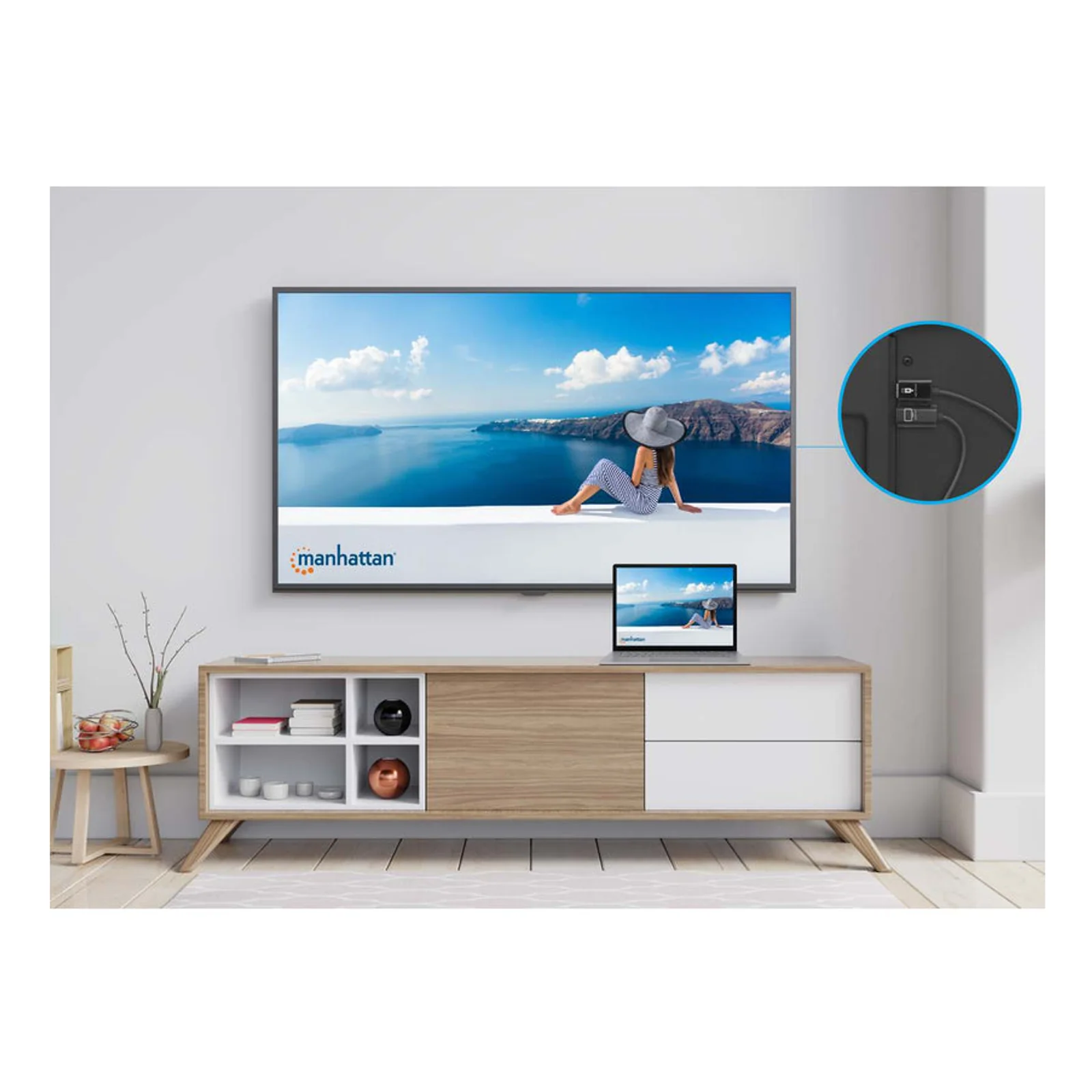 Manhattan Kit de présentation sans fil HDMI 1080p, ensemble de 2 pièces avec récepteur HDMI et émetteur HDMI type dongle, pour diffusion vidéo sans fil depuis un ordinateur portable, une tablette ou un smartphone vers un téléviseur ou un projecteur HDMI, noir