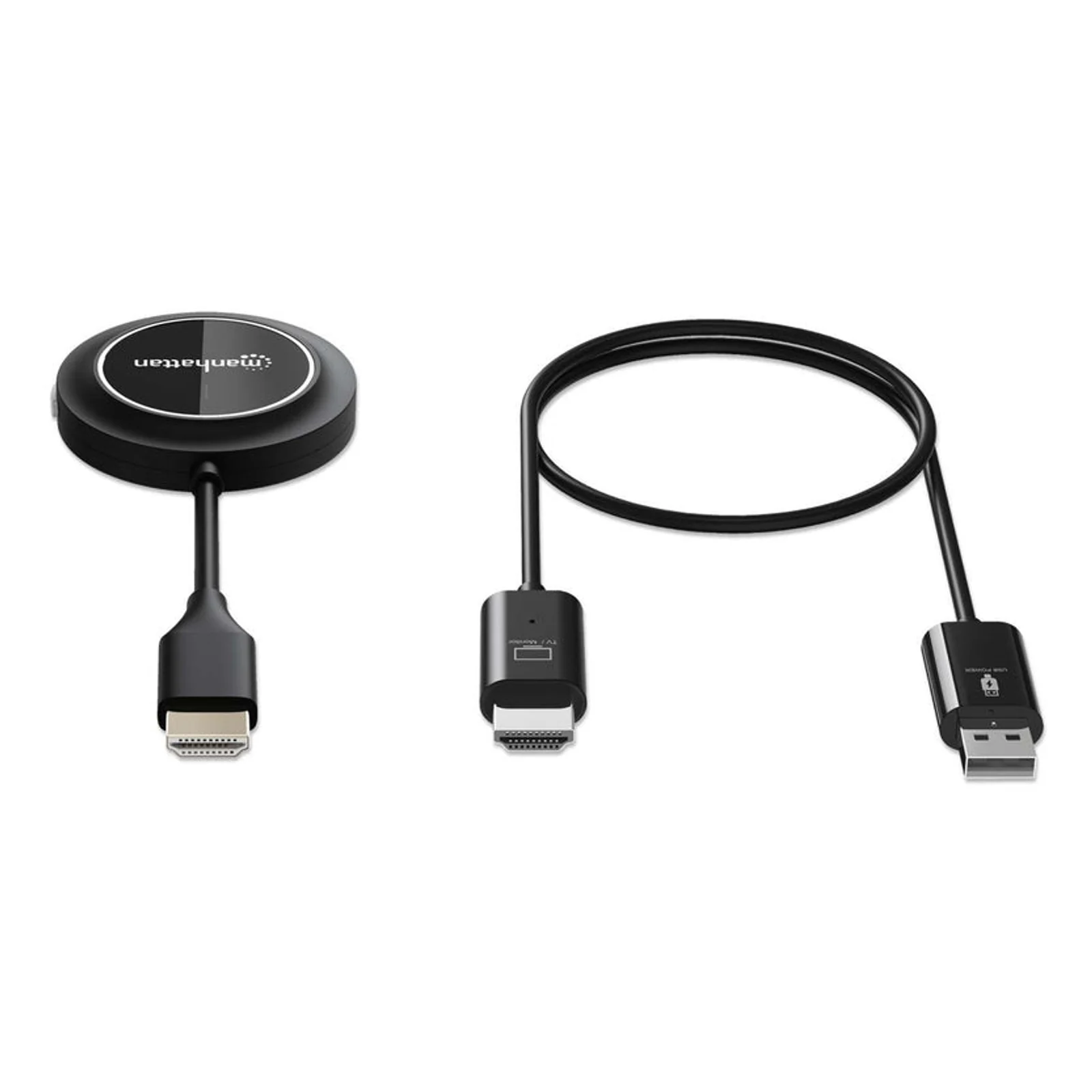 Manhattan Kit de présentation sans fil HDMI 1080p, ensemble de 2 pièces avec récepteur HDMI et émetteur HDMI type dongle, pour diffusion vidéo sans fil depuis un ordinateur portable, une tablette ou un smartphone vers un téléviseur ou un projecteur HDMI, noir