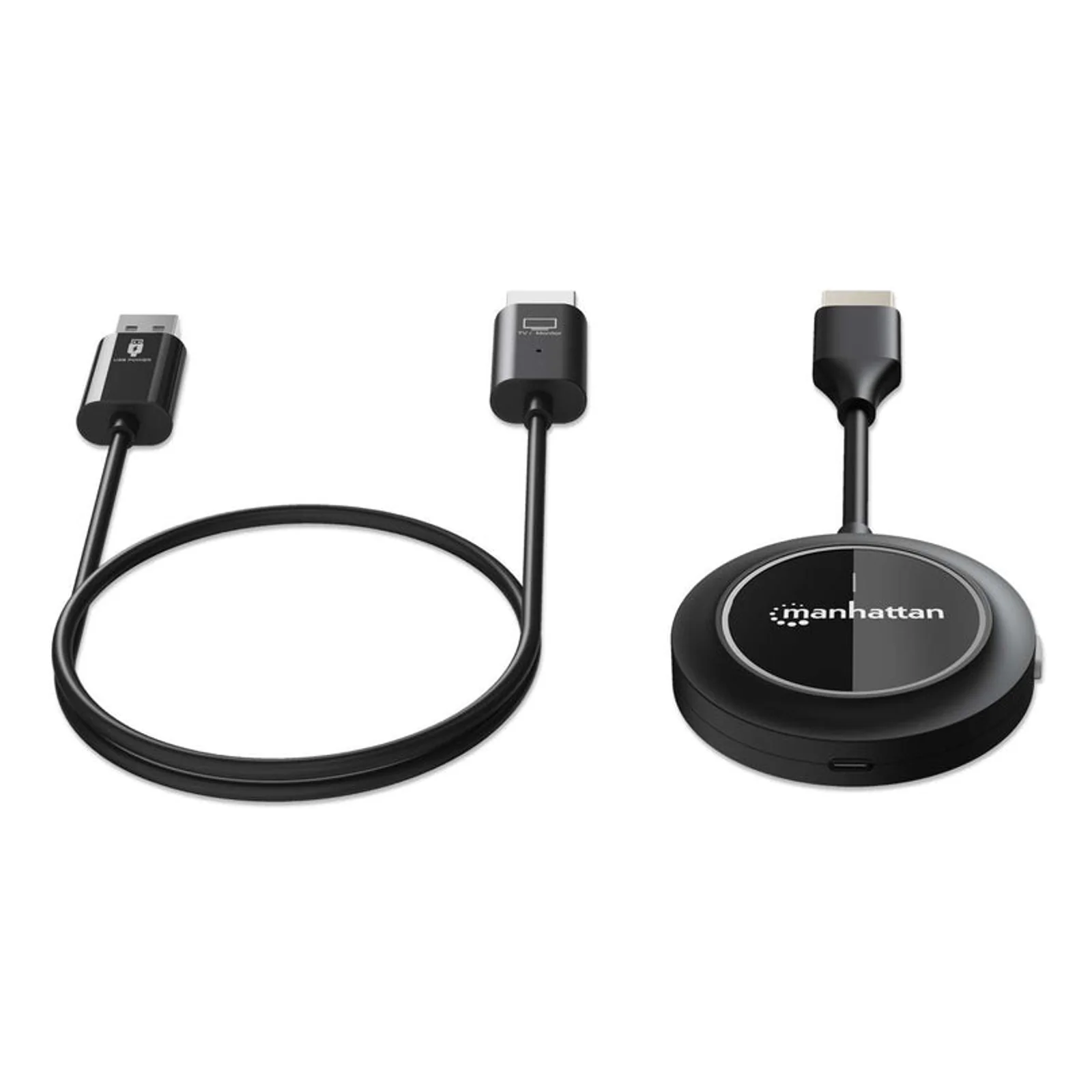 Manhattan Kit de présentation sans fil HDMI 1080p, ensemble de 2 pièces avec récepteur HDMI et émetteur HDMI type dongle, pour diffusion vidéo sans fil depuis un ordinateur portable, une tablette ou un smartphone vers un téléviseur ou un projecteur HDMI, noir