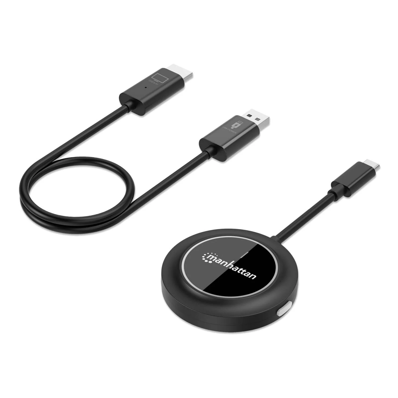 Kit de présentation sans fil HDMI 1080p, ensemble de 2 pièces avec récepteur HDMI et émetteur USB-C type dongle, pour diffusion vidéo sans fil depuis un ordinateur portable, une tablette ou un smartphone vers un téléviseur ou un projecteur HDMI, noir