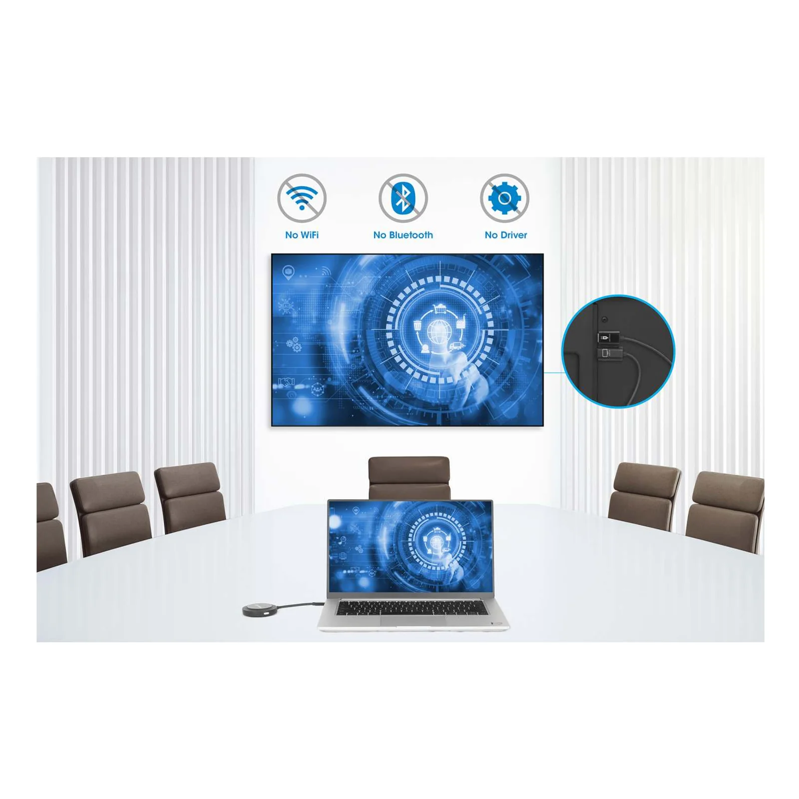 Manhattan Kit de présentation sans fil HDMI 1080p, ensemble de 2 pièces avec récepteur HDMI et émetteur USB-C type dongle, pour diffusion vidéo sans fil depuis un ordinateur portable, une tablette ou un smartphone vers un téléviseur ou un projecteur HDMI, noir