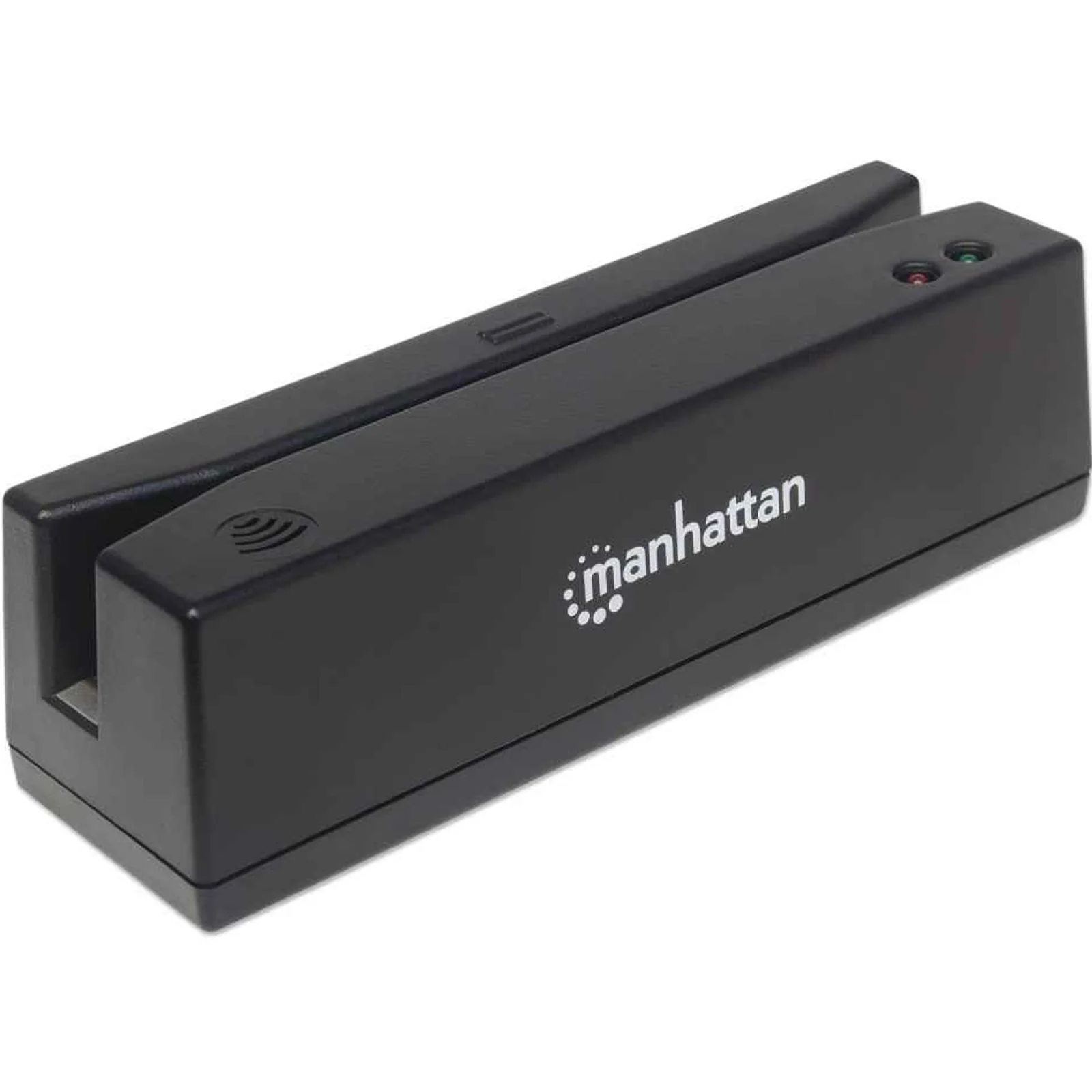 Manhattan Lecteur de cartes à bande magnétique USB-A, lecteur triple piste, décodage type clavier (keyboard wedge), câble de 1,5 m, noir, garantie de 3 ans