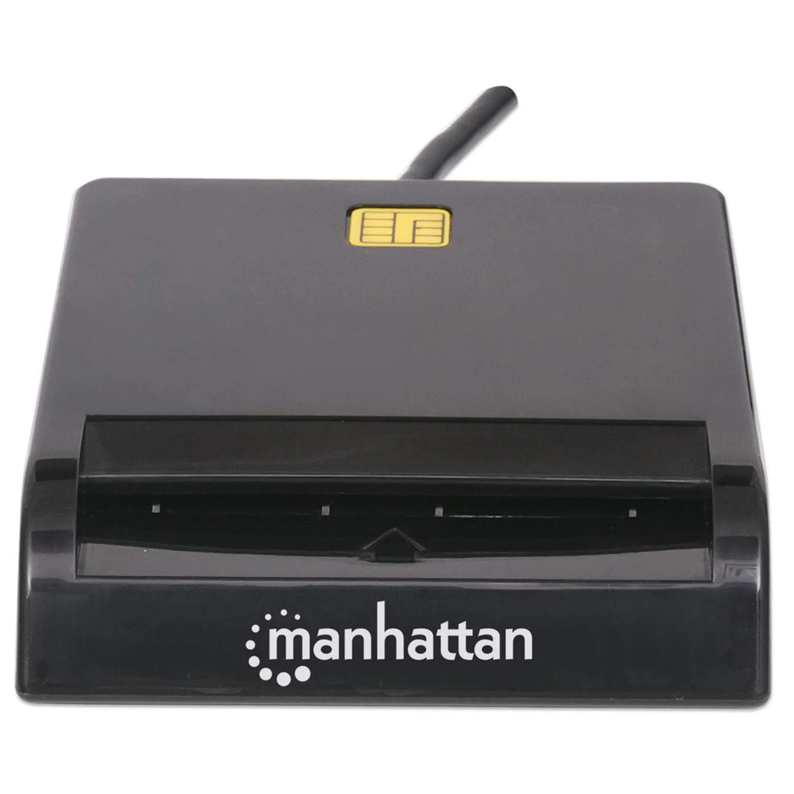 Manhattan Lecteur de cartes à puce à contact USB-A, 12 Mbps, fente d’insertion à friction, externe, compatible Windows ou Mac, câble de 105 cm, noir, garantie de 3 ans