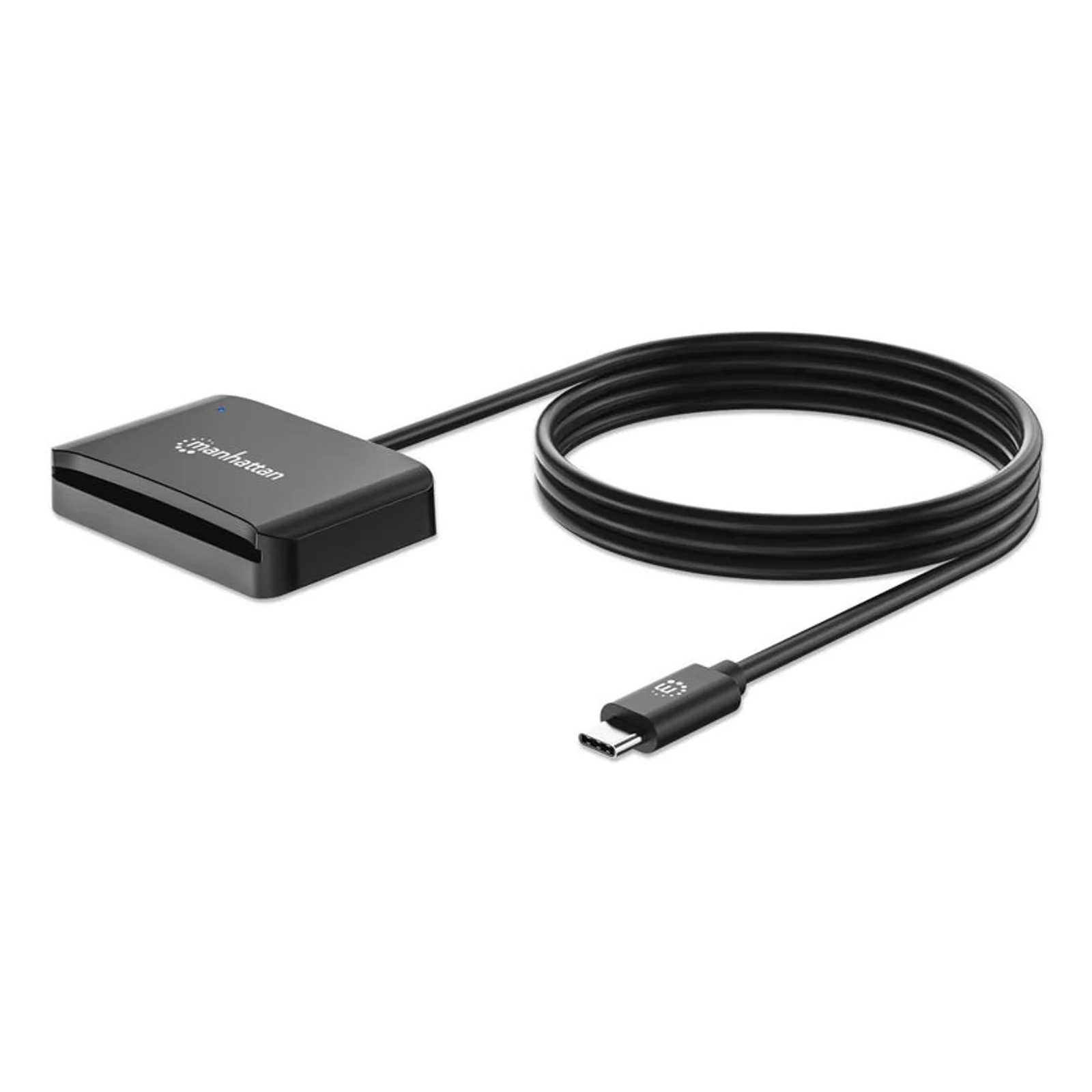 Lecteur de cartes à puce à contact USB-C, avec emplacement microSD, connecteur USB-C mâle, compatible avec Windows, macOS et Linux, lit les cartes SIM avec adaptateur, câble de 1 m, noir, garantie de 3 ans