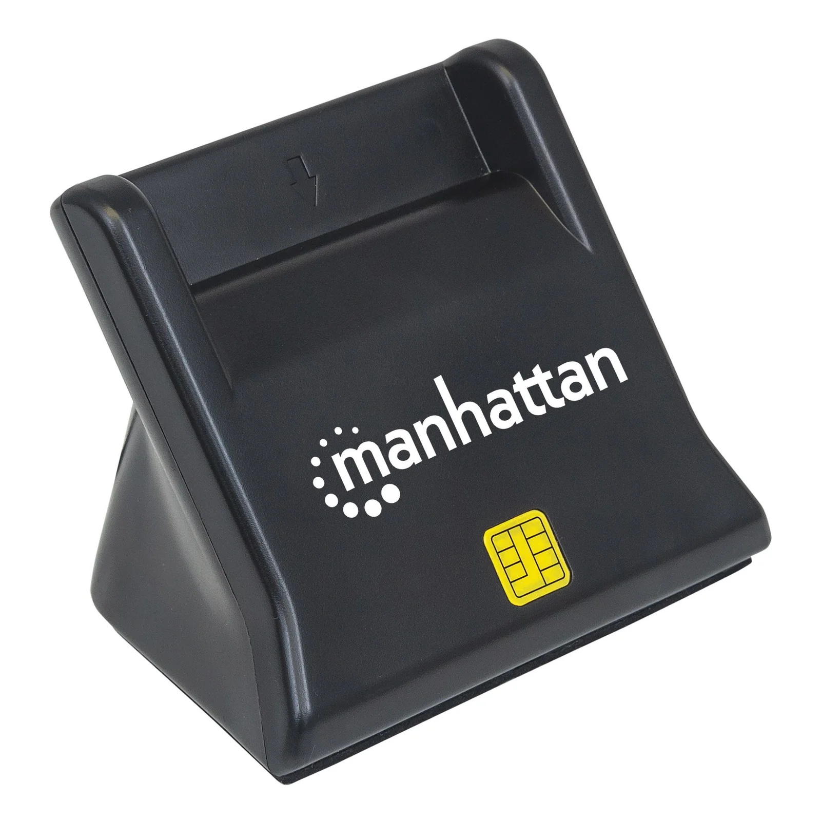 Manhattan Lecteur de cartes à puce/SIM USB-A, 480 Mbps (USB 2.0), design vertical de bureau, fente d’insertion à friction, câble de 86 cm, noir, garantie de 3 ans