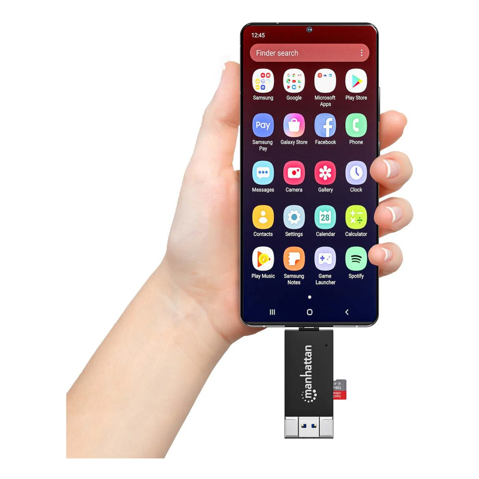 Manhattan Lecteur/enregistreur de cartes multiformat USB-A/USB-C, 5 Gbps (USB 3.0), connecteur mâle vers emplacements microSD et SD/MMC, format mini, compatible avec Windows ou Mac, noir/translucide, garantie de 3 ans