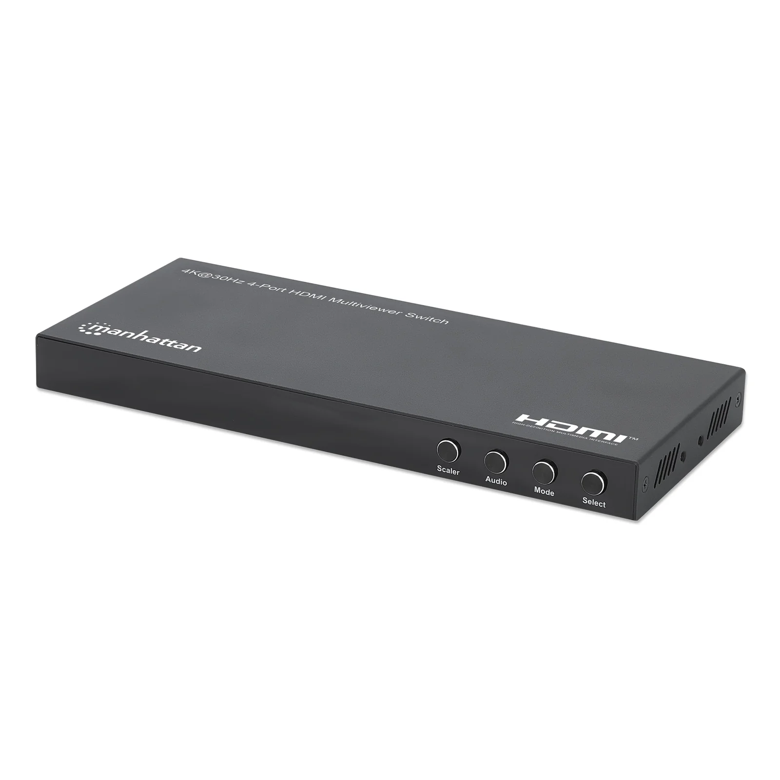 Multiviewer/switch HDMI 4K 4 ports, 4 entrées vers 1 écran, 4K@30 Hz, modes PiP et double/quadruple affichage, bouton ou télécommande, audio 3,5 mm et Toslink, noir, garantie de 3 ans