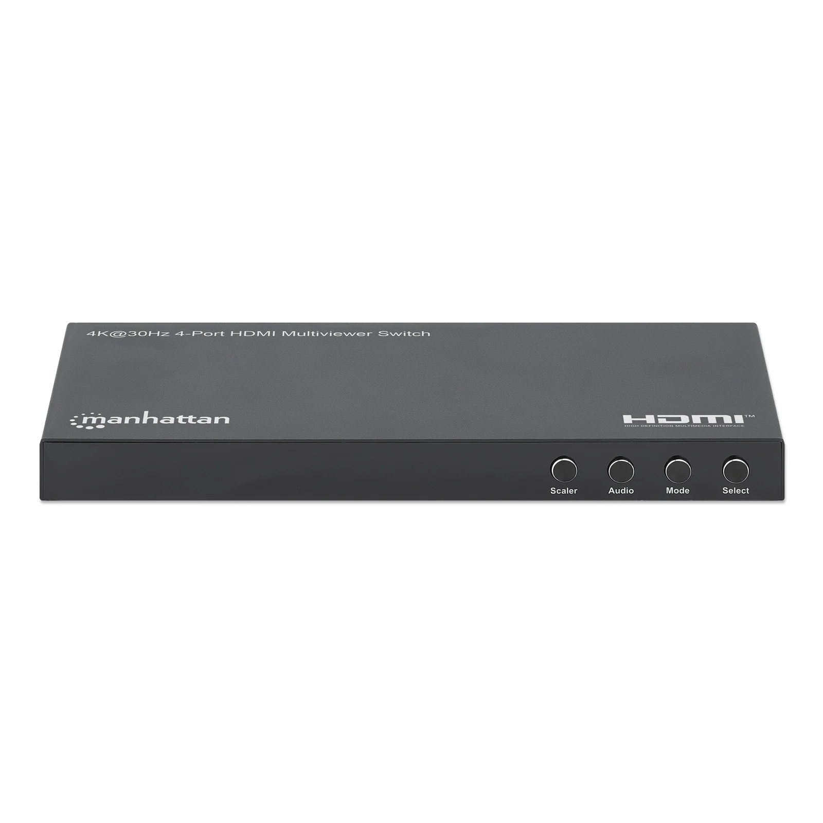 Manhattan Multiviewer/switch HDMI 4K 4 ports, 4 entrées vers 1 écran, 4K@30 Hz, modes PiP et double/quadruple affichage, bouton ou télécommande, audio 3,5 mm et Toslink, noir, garantie de 3 ans