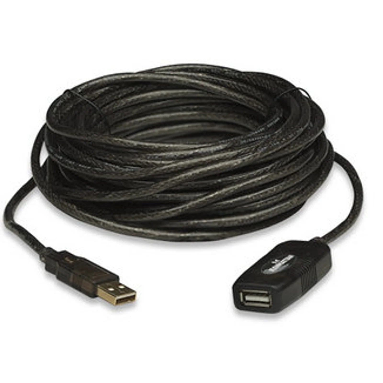 Manhattan Rallonge USB-A active, 10 m, mâle vers femelle, 480 Mbit/s (USB 2.0), chaînable, répéteur intégré, noir, garantie 3 ans, équivalent à USB2AAEXT10M