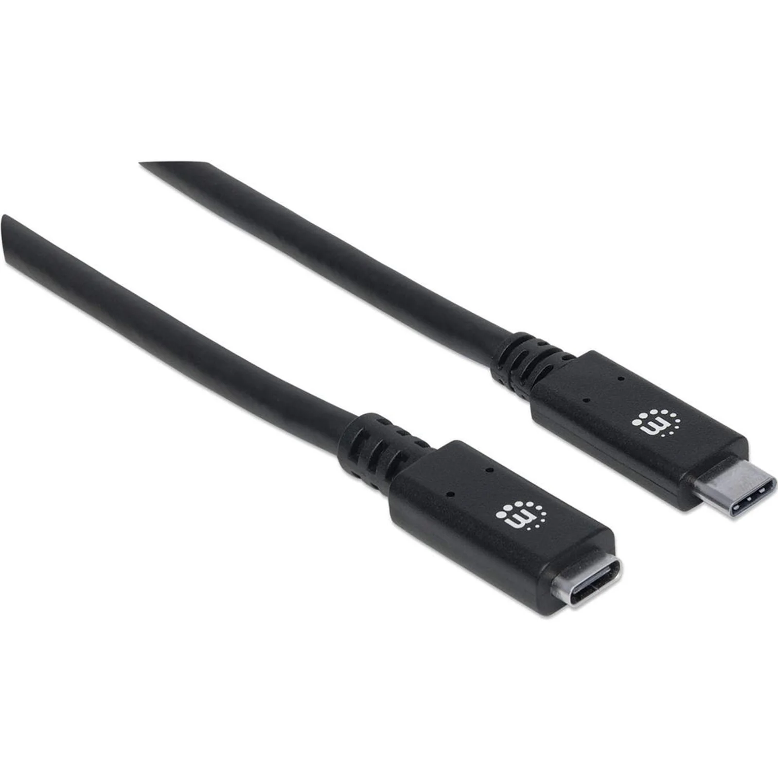 Manhattan Rallonge USB-C, 50 cm, mâle vers femelle, 10 Gbit/s (USB 3.2 Gen 2 / USB 3.1), 5 A (charge ultra-rapide), noir, garantie à vie