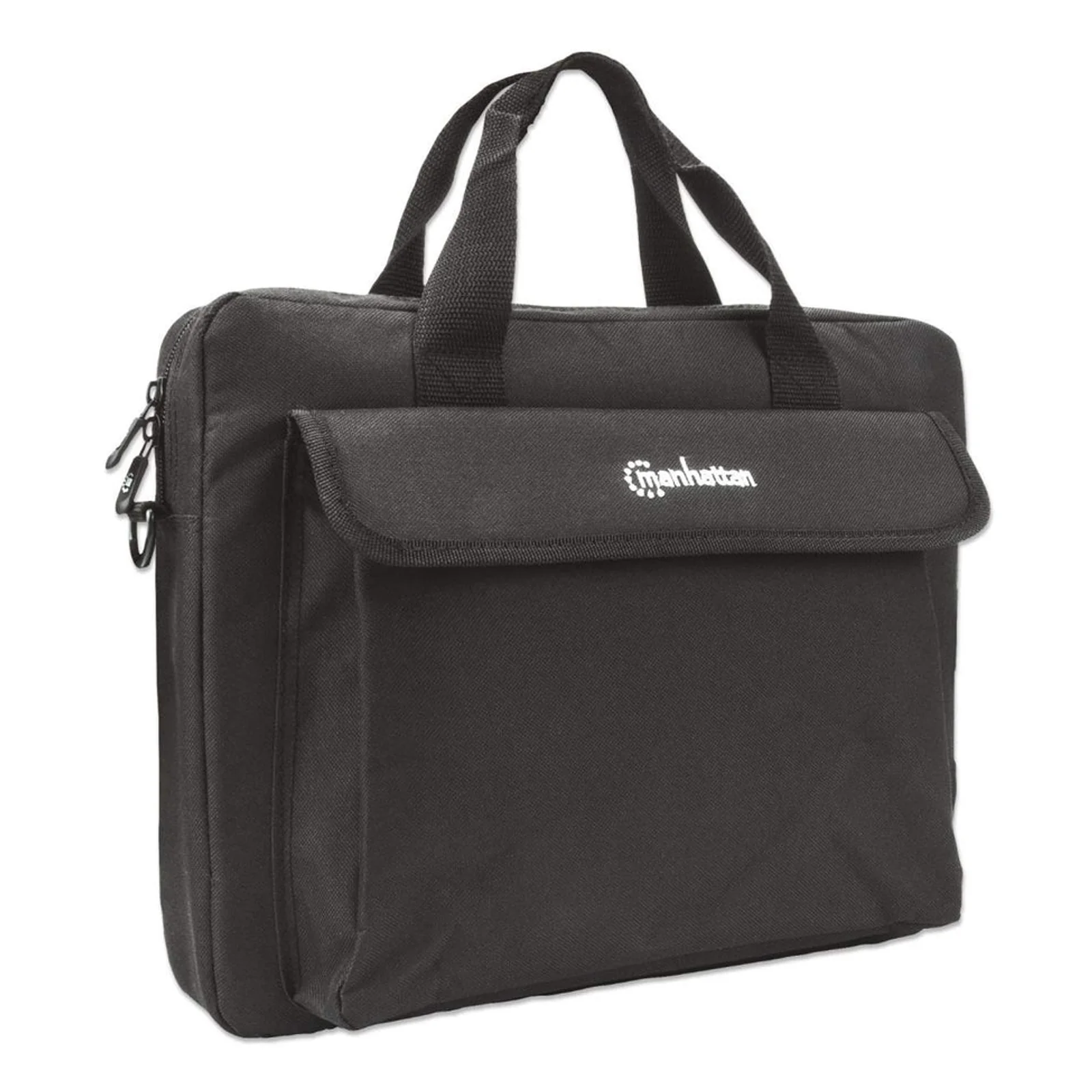 Manhattan Sacoche London pour PC portable 14,1", chargement par le haut, noir, ÉCONOMIQUE, poche accessoires, bandoulière amovible, garantie 3 ans