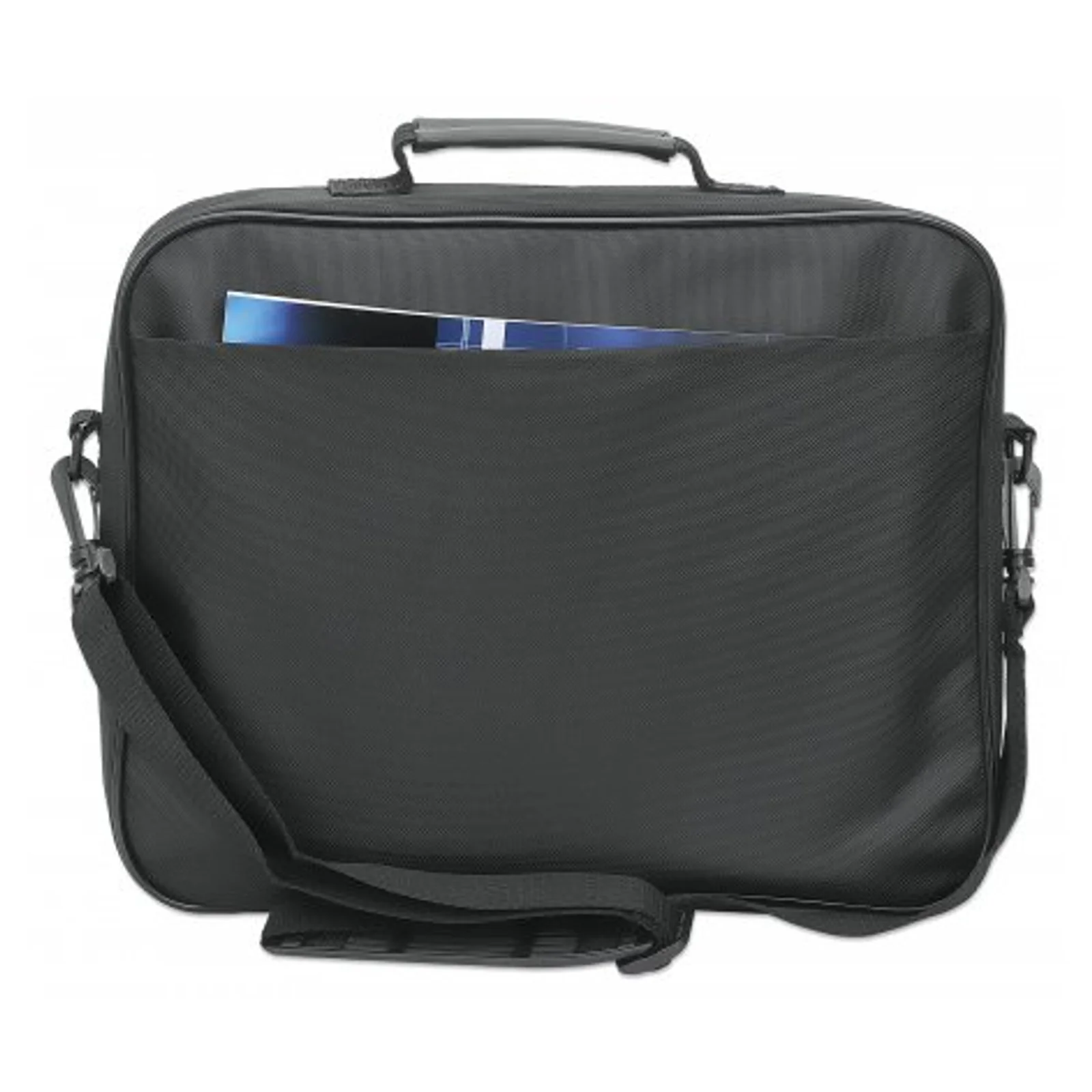 Manhattan Sacoche PC portable Cambridge 14,1", clamshell, noire, ÉCONOMIQUE, poche accessoires, compartiment documents, bandoulière amovible, équiv. Targus CN313/CN414EU, garantie 3 ans