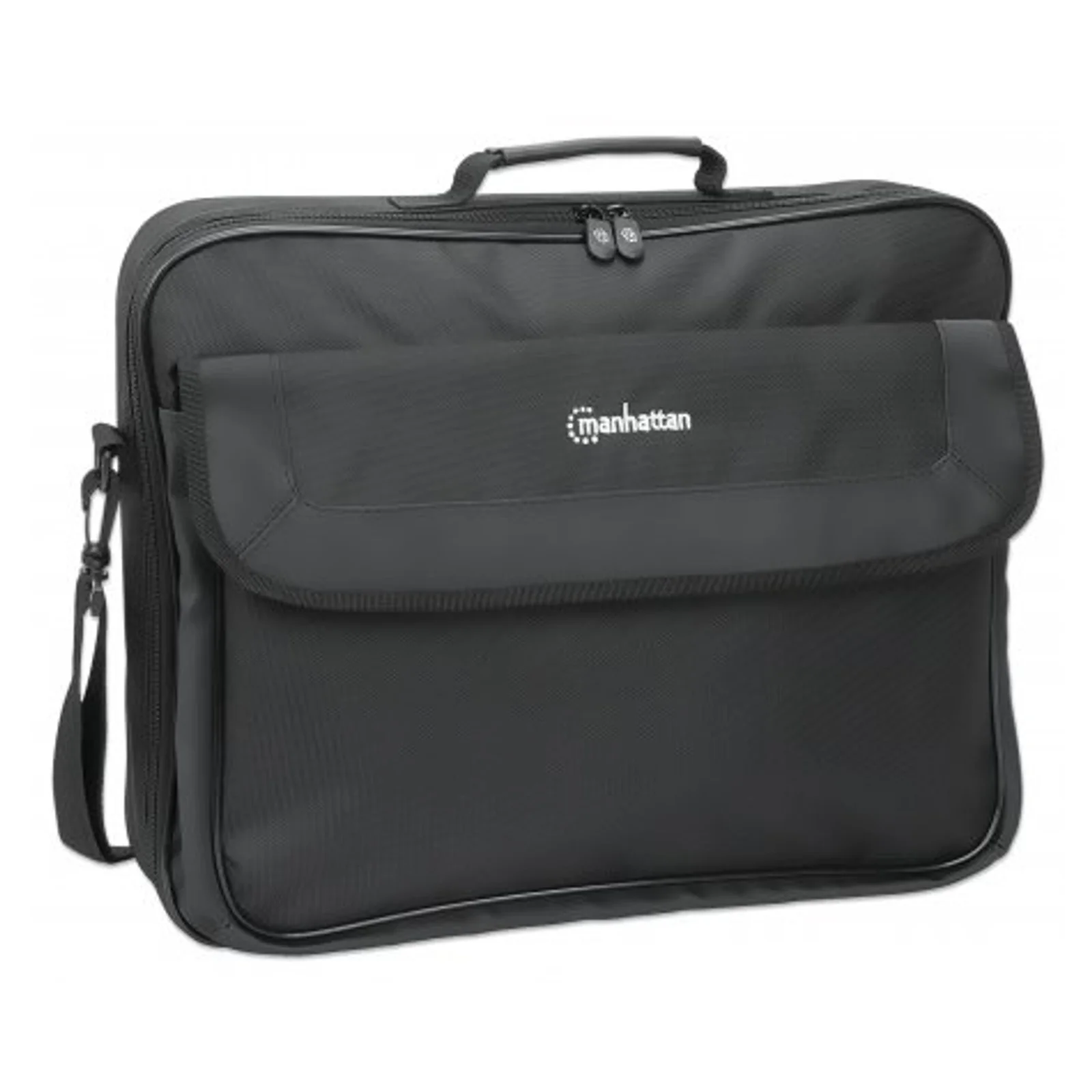 Manhattan Sacoche PC portable Cambridge 17,3", clamshell, noire, ÉCONOMIQUE, poche accessoires, compartiment documents, bandoulière amovible, équiv. Targus CN418EU, garantie 3 ans